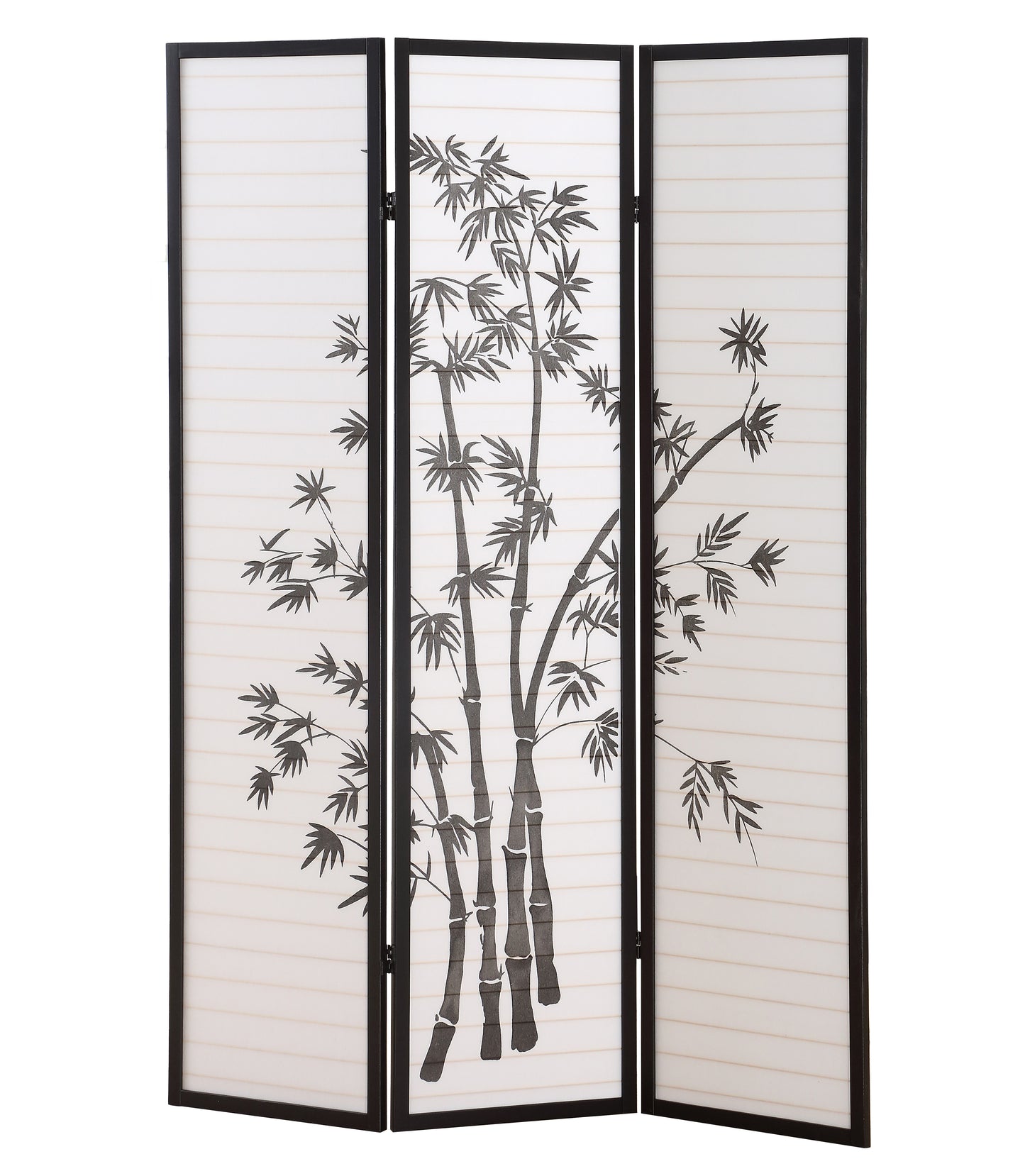 Roundhill Furniture 3-Panel Oriental Shoji Screen/Room Divider, Black