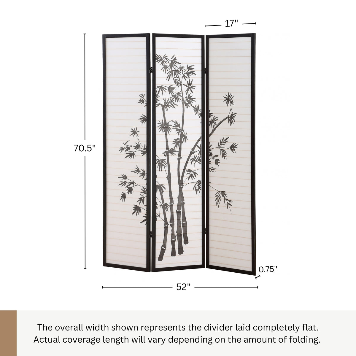 3 Panel Black Oriental Shoji Screen / Room Divider
