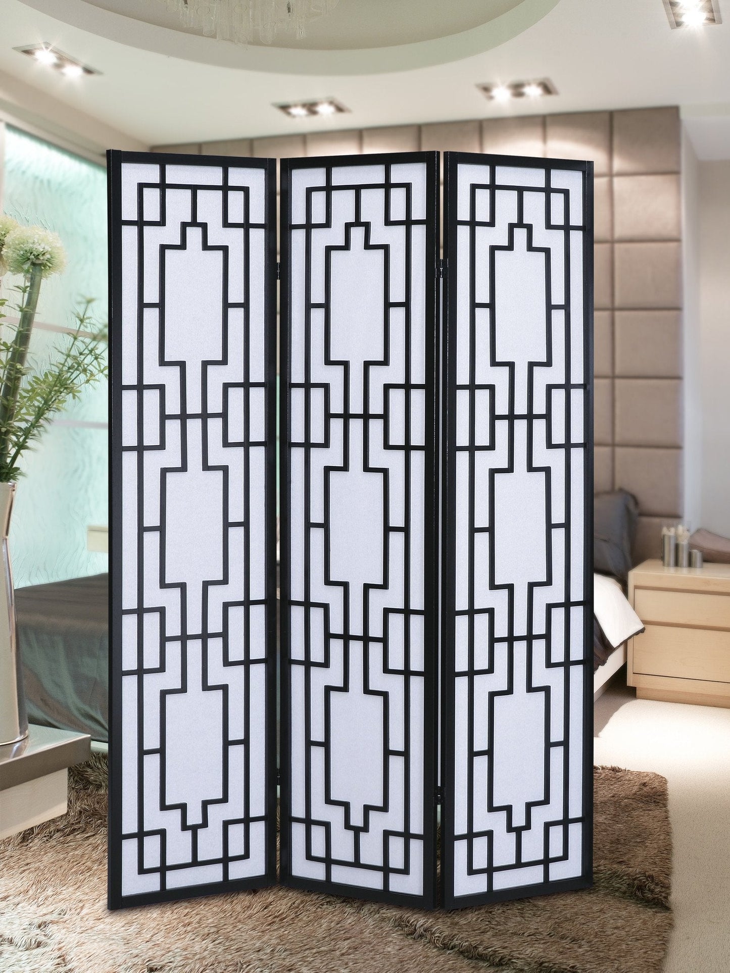 Roundhill Furniture Sudoku 3 Panel Room Divider Screen