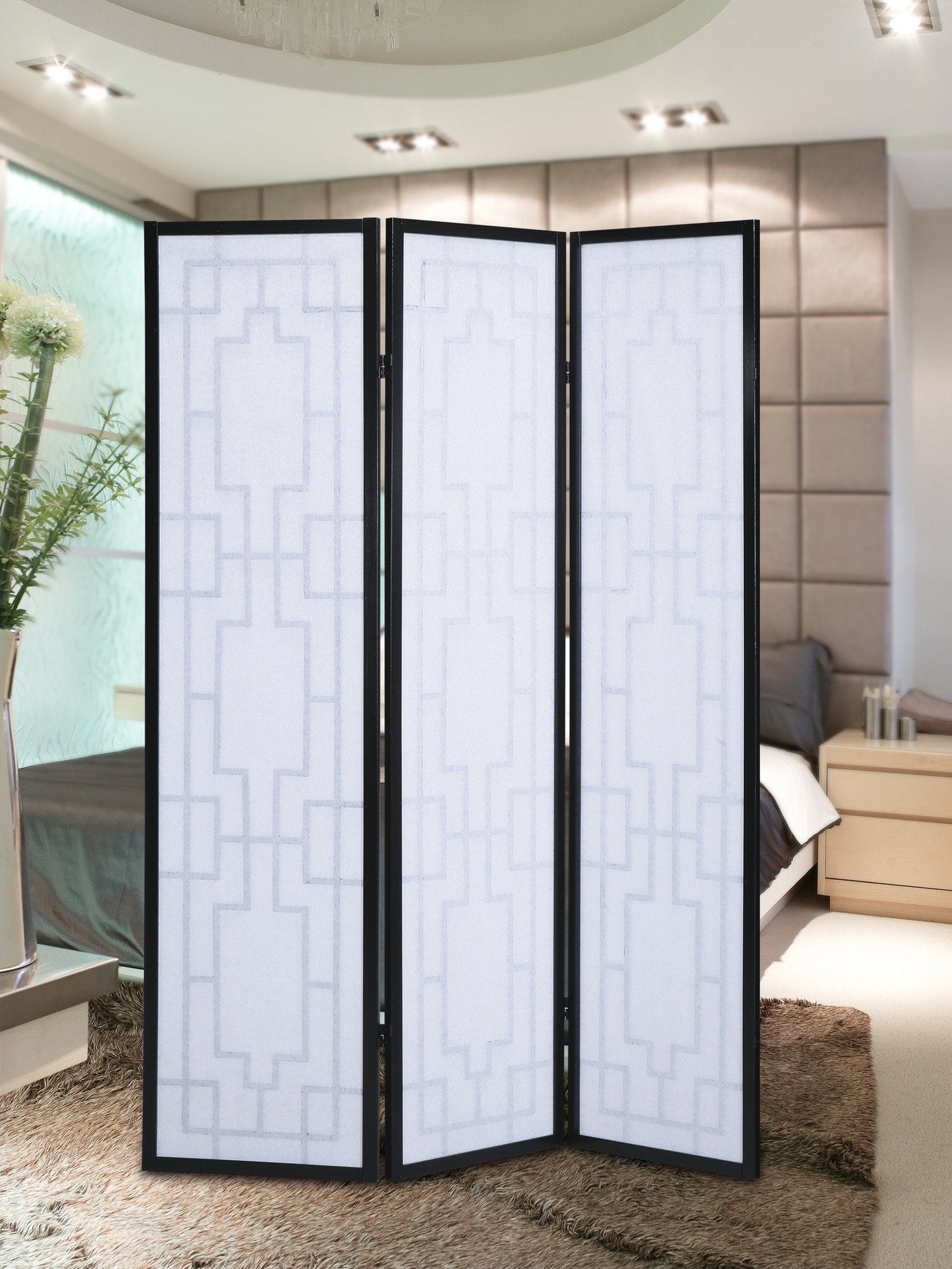 Roundhill Furniture Sudoku 3 Panel Room Divider Screen