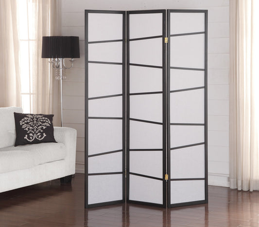 Roundhill Furniture 3-Panel Screen Room Divider, Black