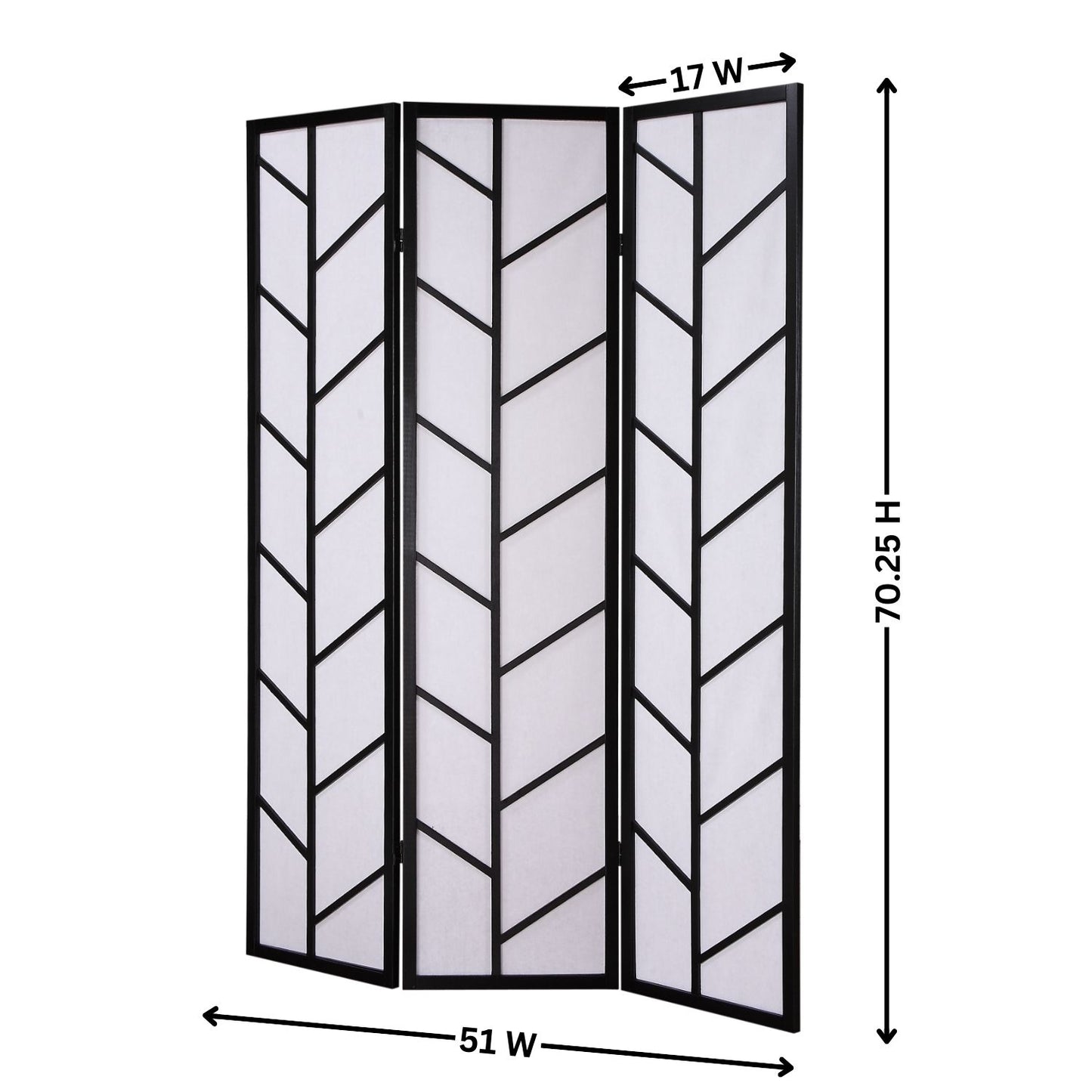Roundhill Furniture 3-Panel Climbing Screen Room Divider, Black