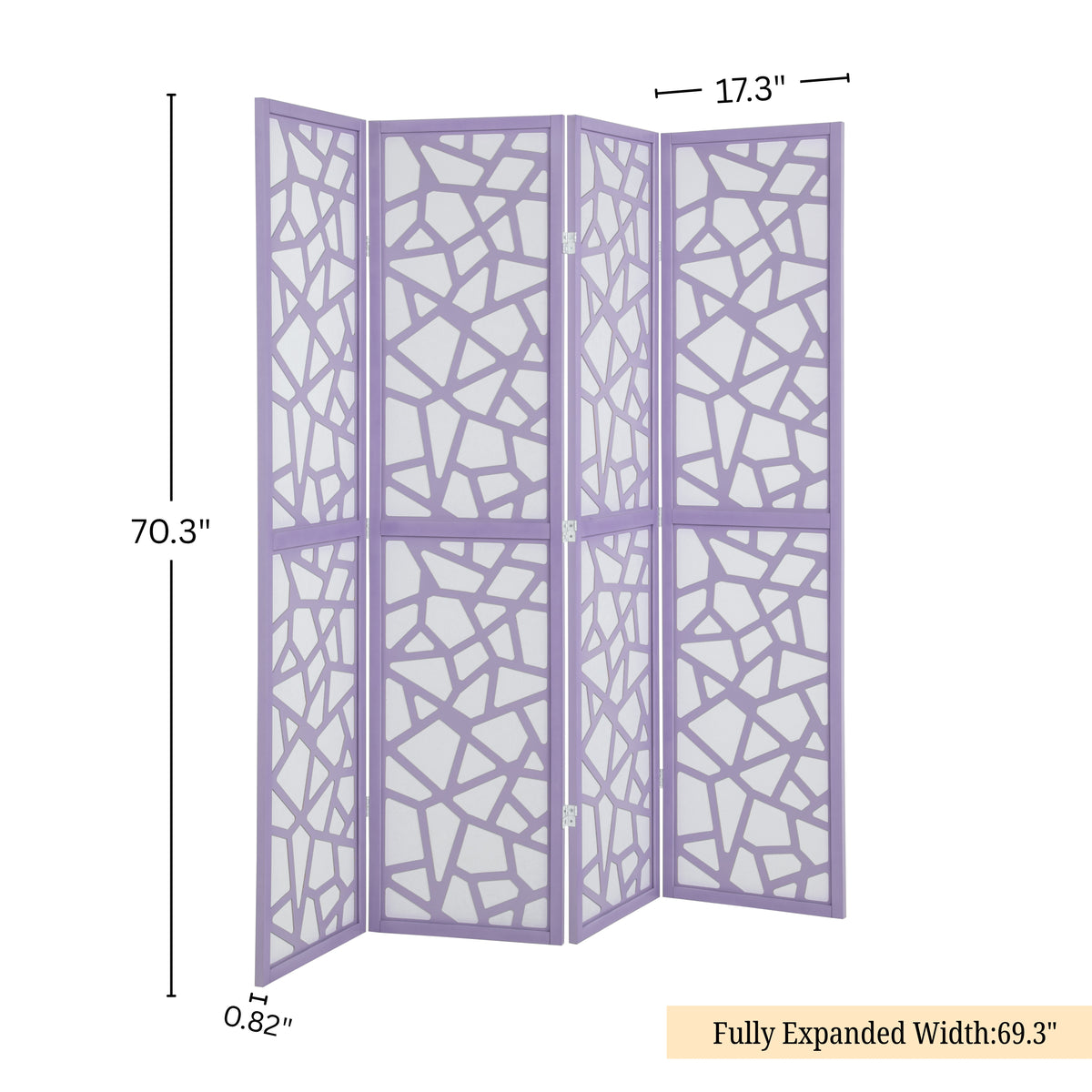 Roundhill Furniture Aurra 4-Panel Wood Room Divider, Folding Portable Partition Screen