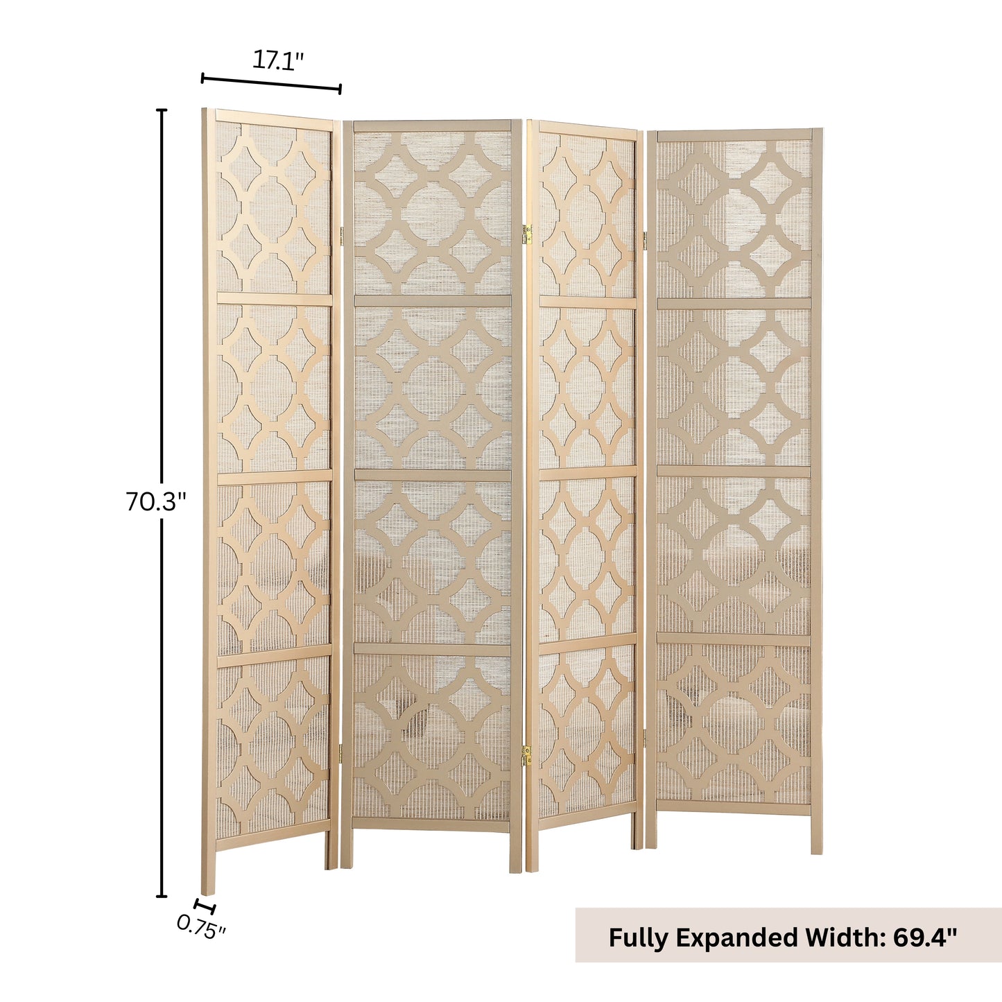 Roundhill Furniture Quarterfoil Diamond Design 4-Panel Room Divider