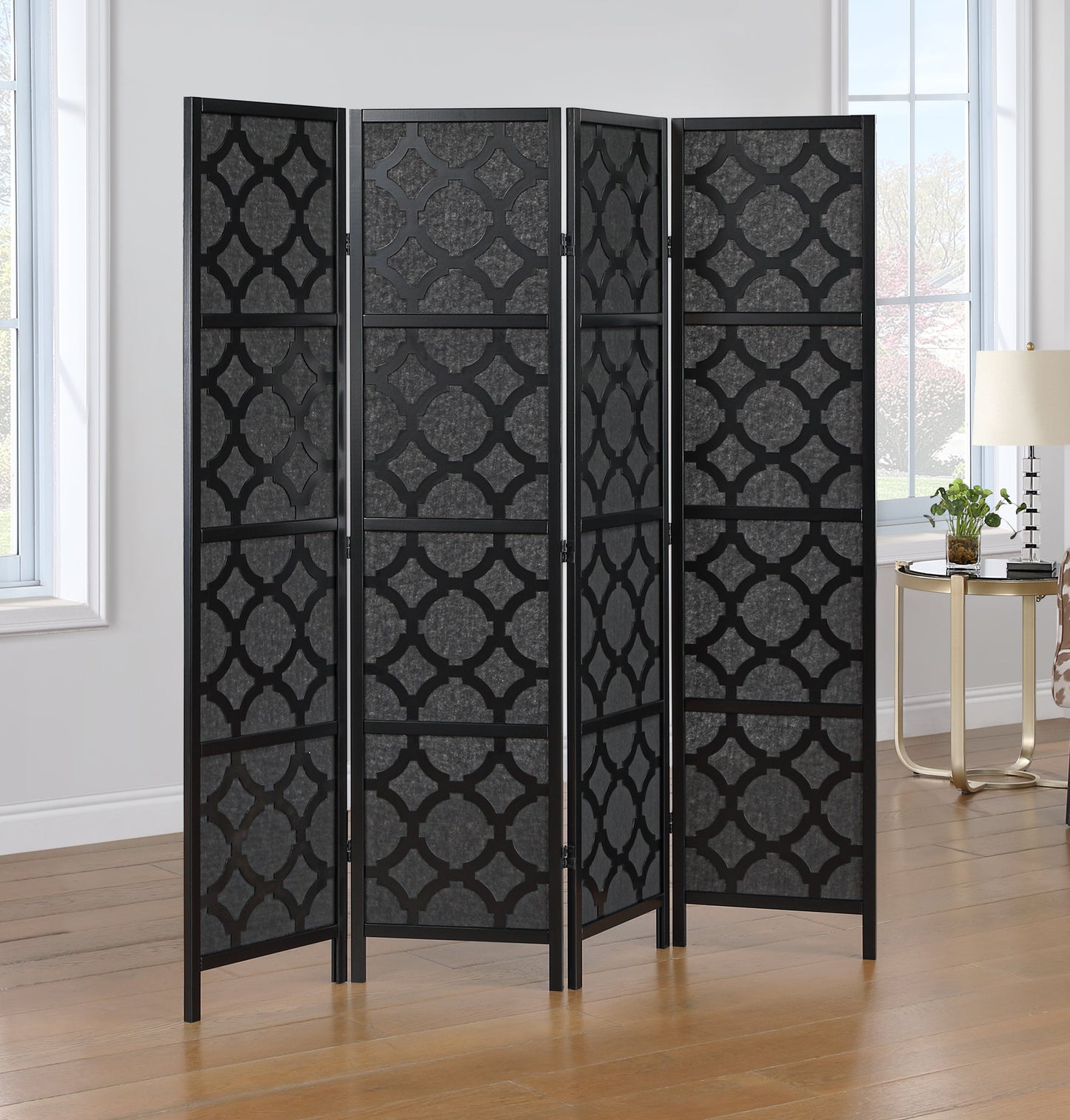 Roundhill Furniture Virelle 4-Panel Room Divider, Decorative Folding Freestanding Privacy Screen