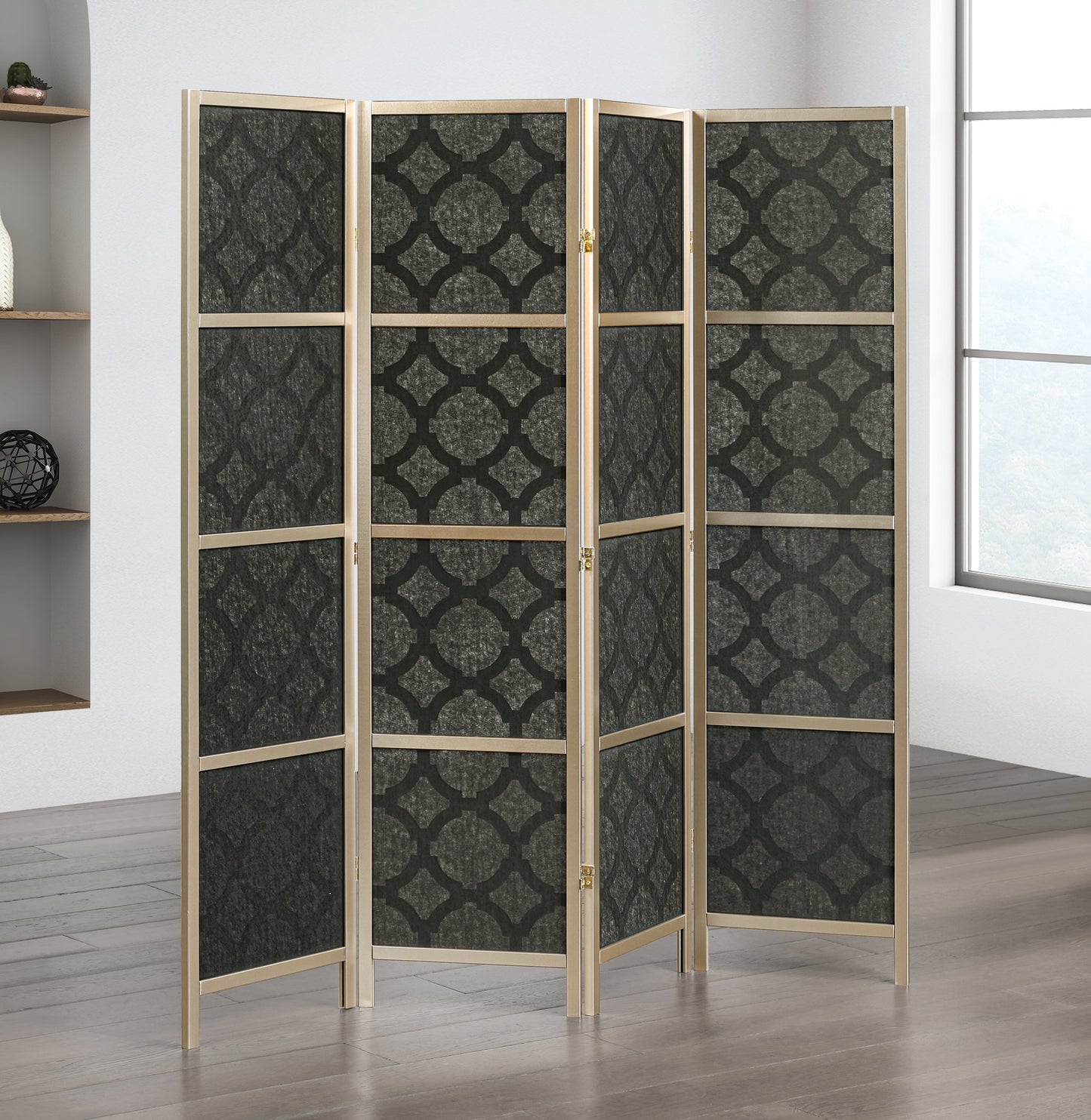 Roundhill Furniture Virelle 4-Panel Room Divider, Decorative Folding Freestanding Privacy Screen