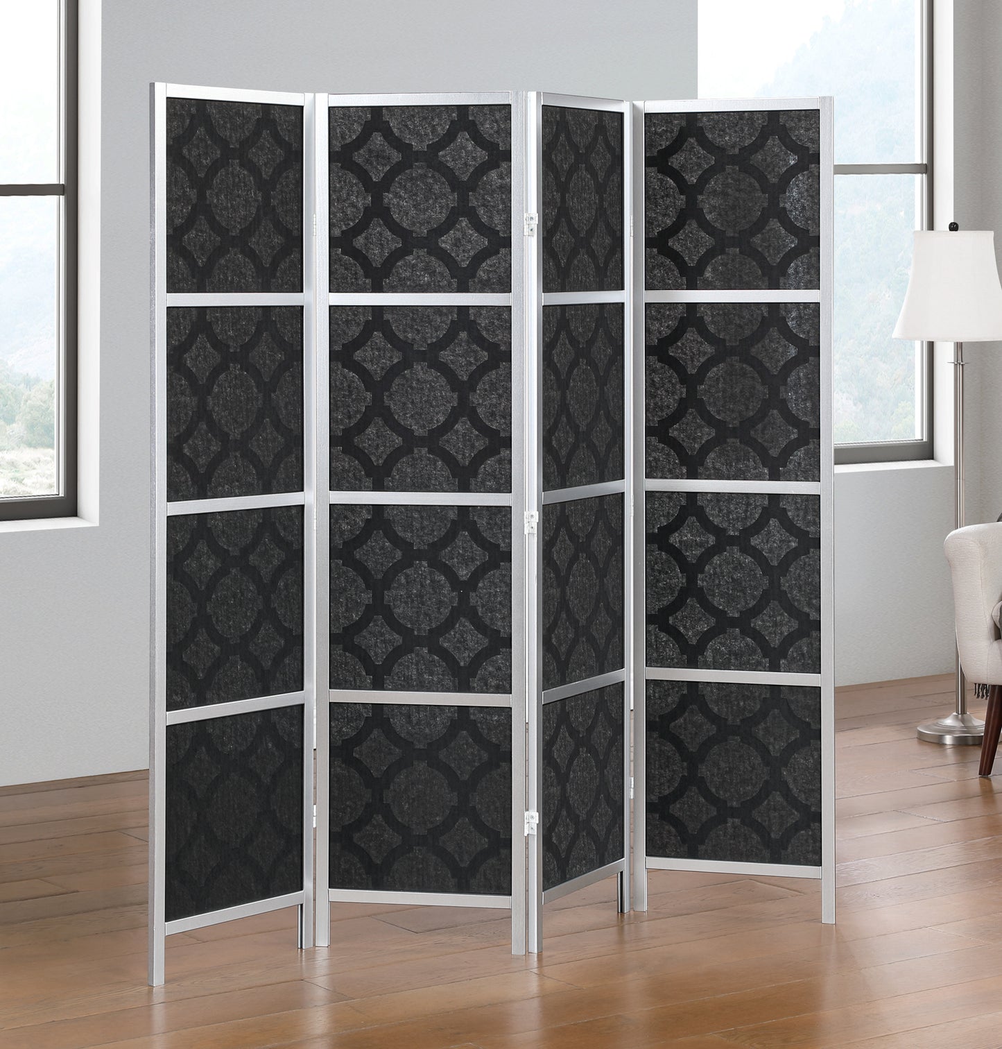 Roundhill Furniture Virelle 4-Panel Room Divider, Decorative Folding Freestanding Privacy Screen
