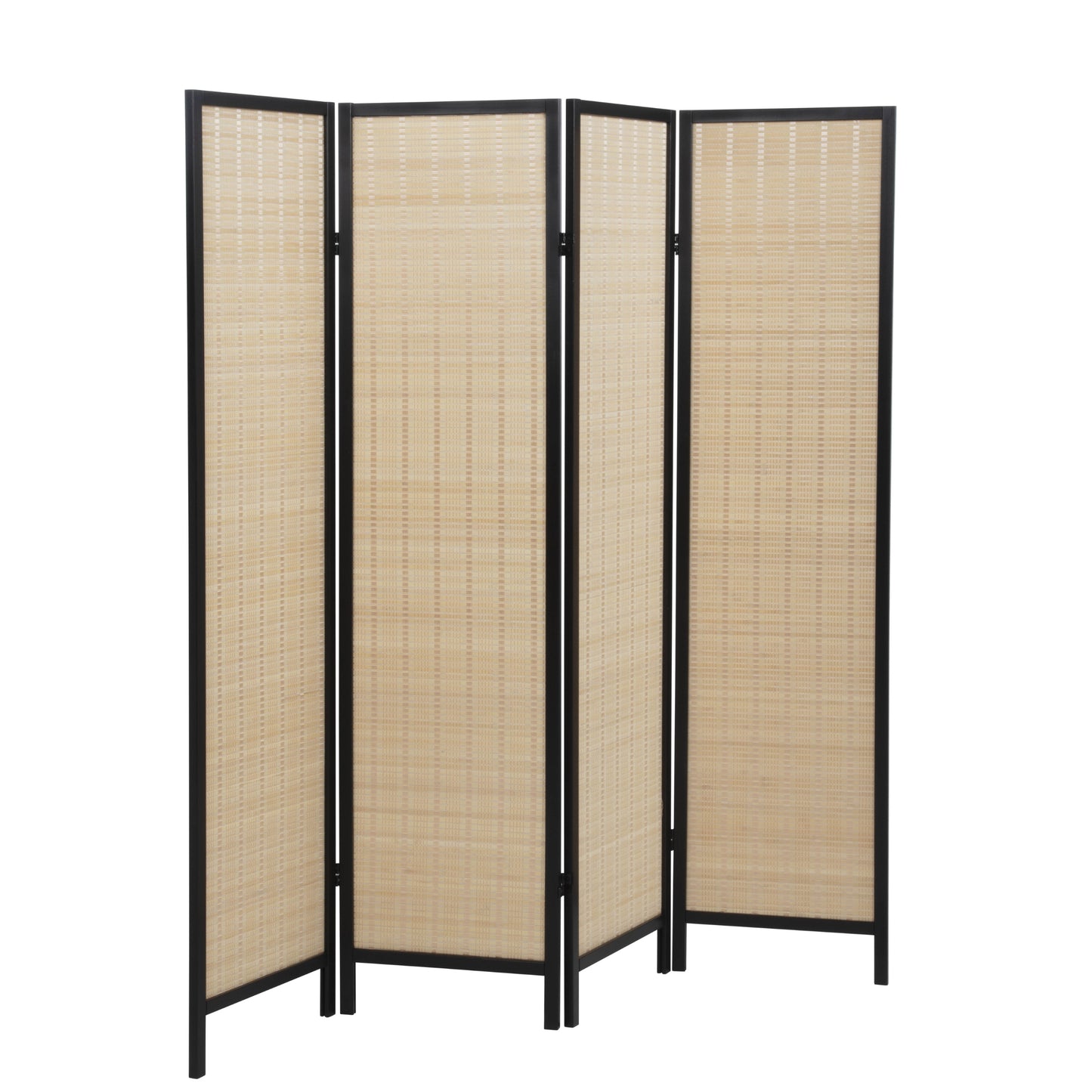 Roundhill Furniture Inkwell 4-Panel Bamboo Room Divider, Folding Portable Partition Screen