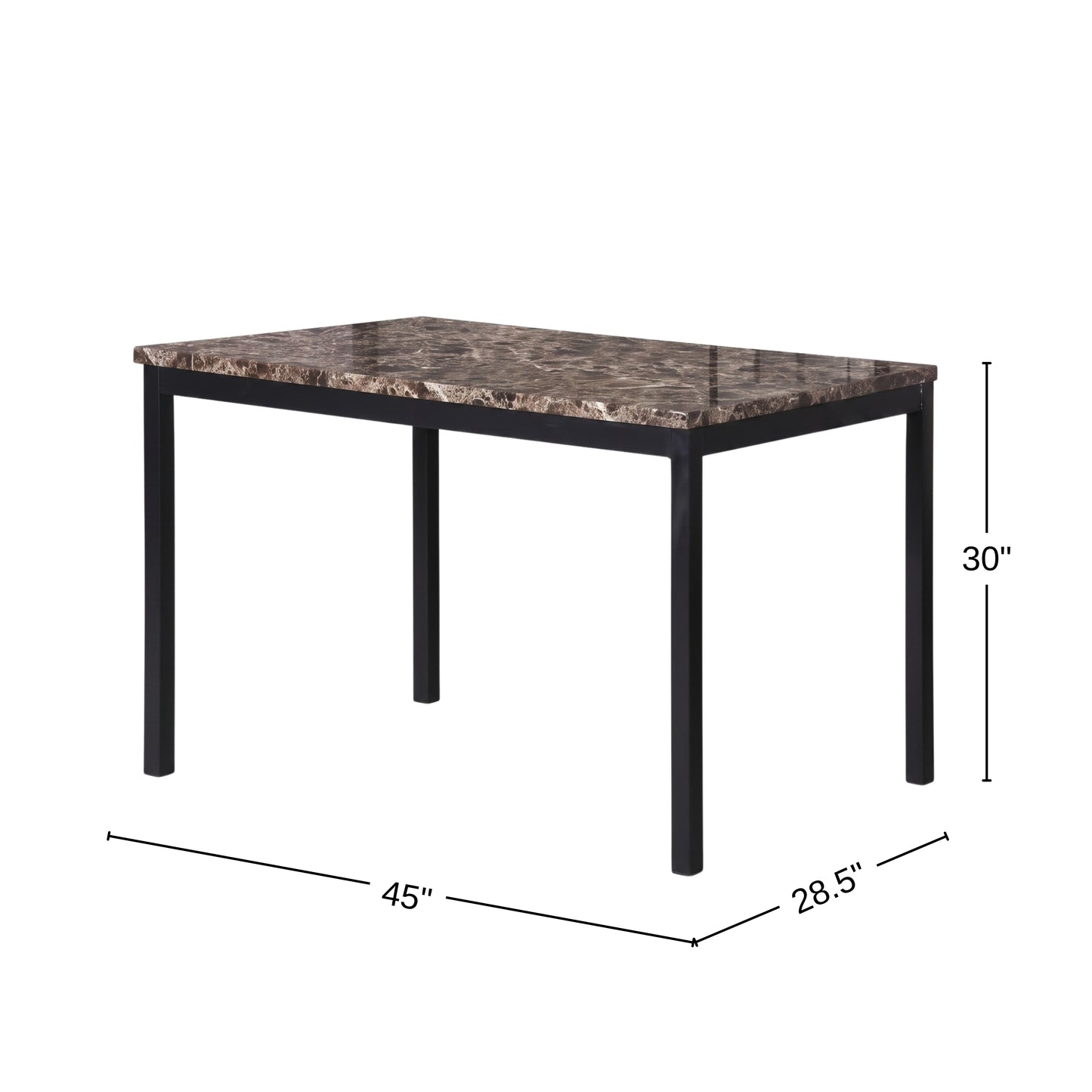 Roundhill Furniture Noyes Metal Dining Table with Laminated Faux Marble Top