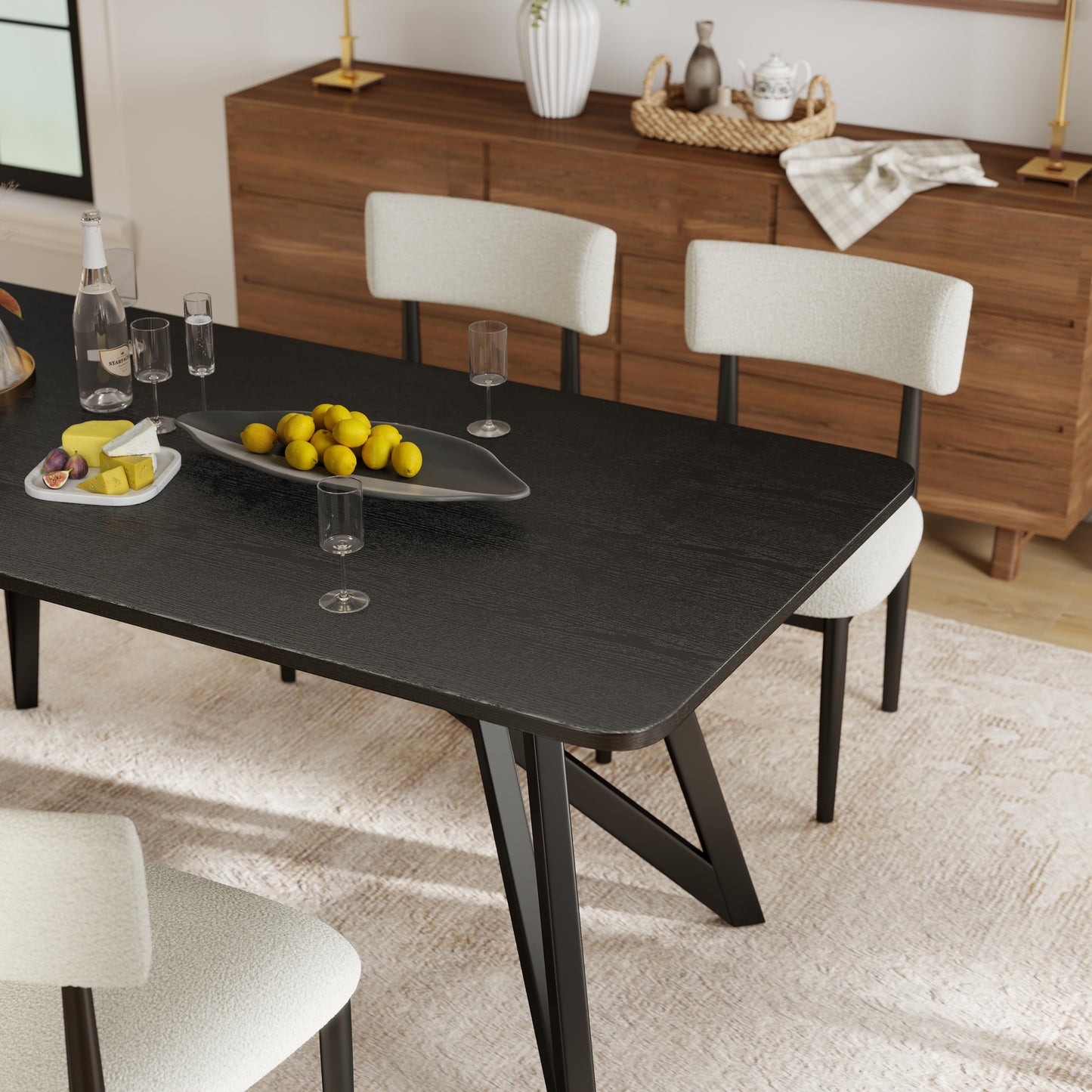 Roundhill Furniture Axler 70-in Length Dining Table, Tripod-Cross Leg