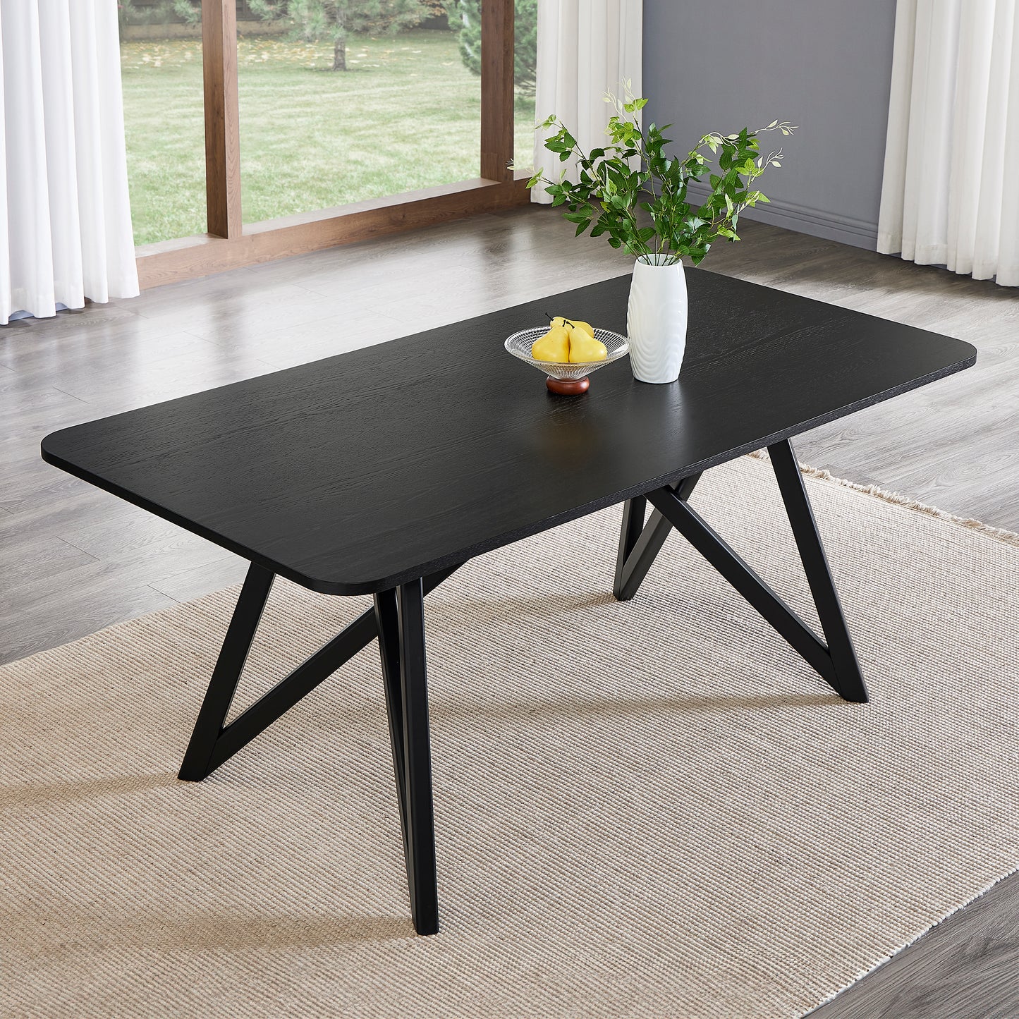 Roundhill Furniture Axler 70-in Length Dining Table, Tripod-Cross Leg