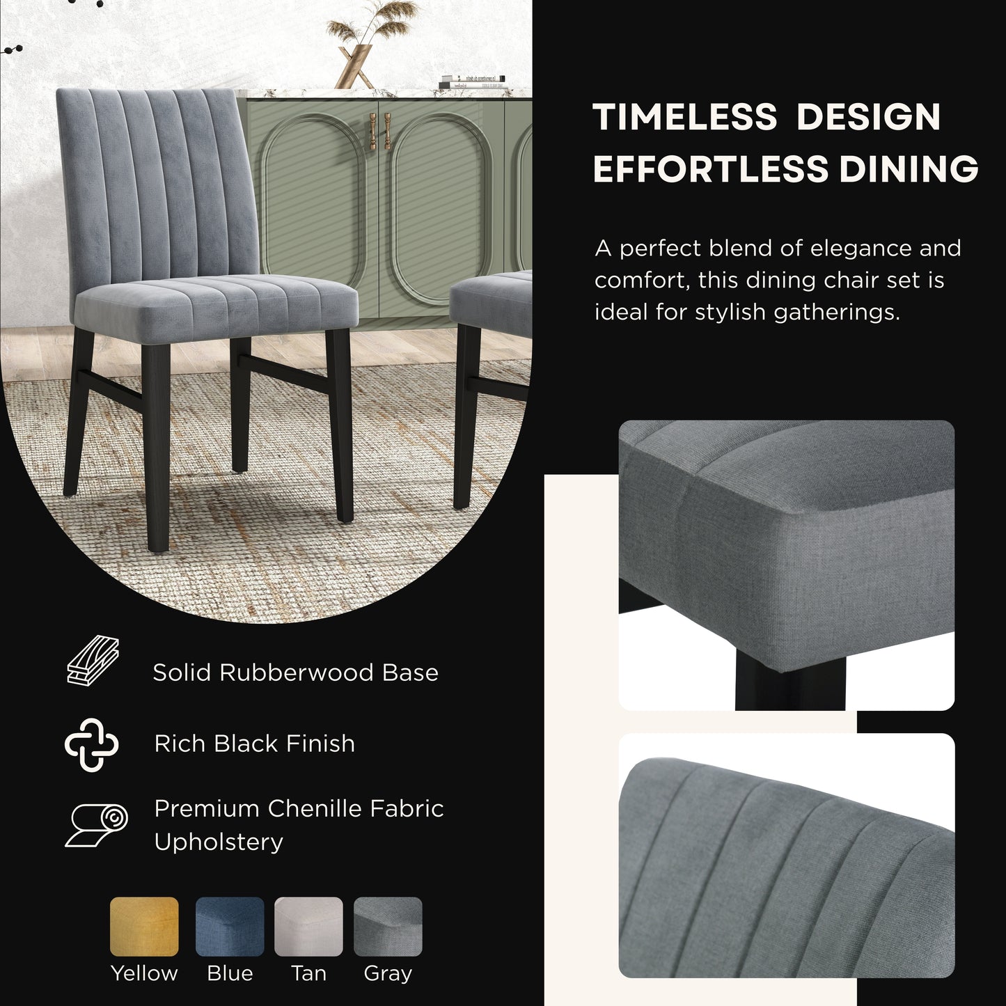 Roundhill Furniture Edo 5-Piece Dining Set, Round Trestle Table and 4 Upholstered Chairs