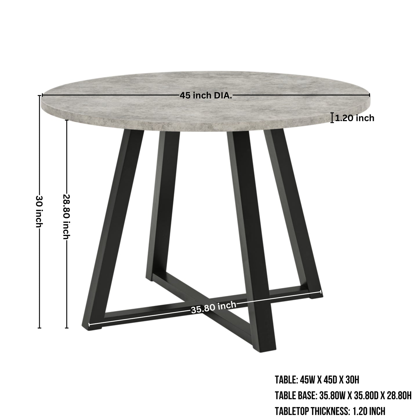 Roundhill Furniture Edo 5-Piece Dining Set, Round Trestle Table and 4 Upholstered Chairs