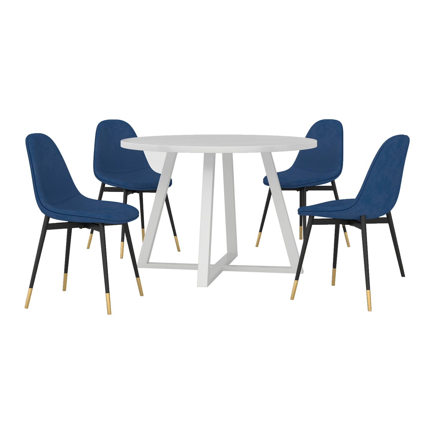 Evatt 5-Piece Round Dining Set, Trestle Round Table with 4 Stylish Chairs