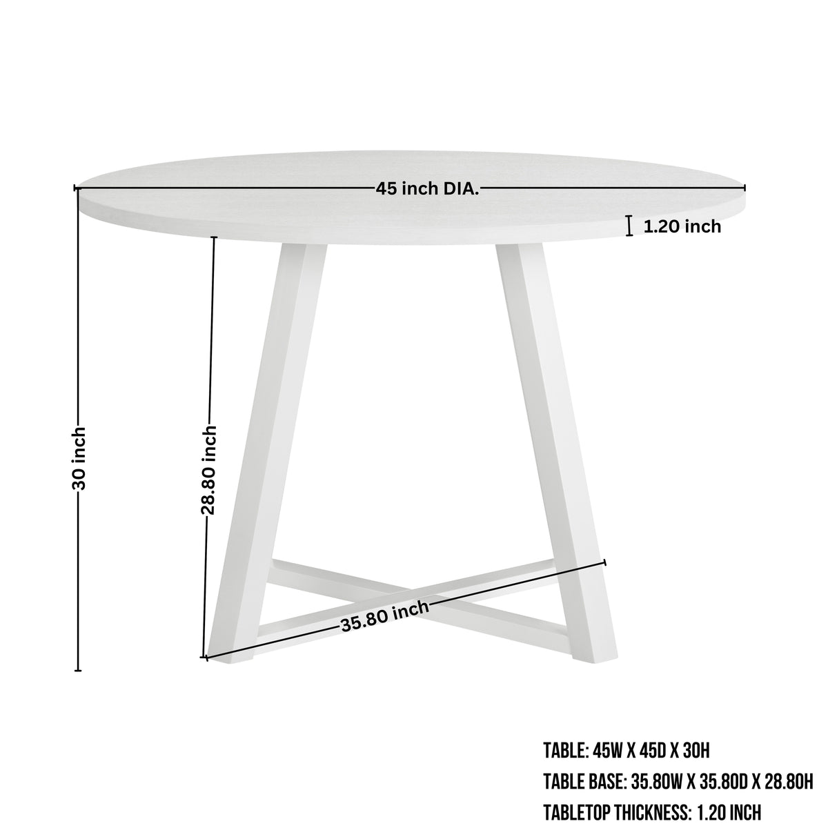 Durban 3-Piece Round Dining Set, Trestle Dining Table with 2 Boucle Chairs