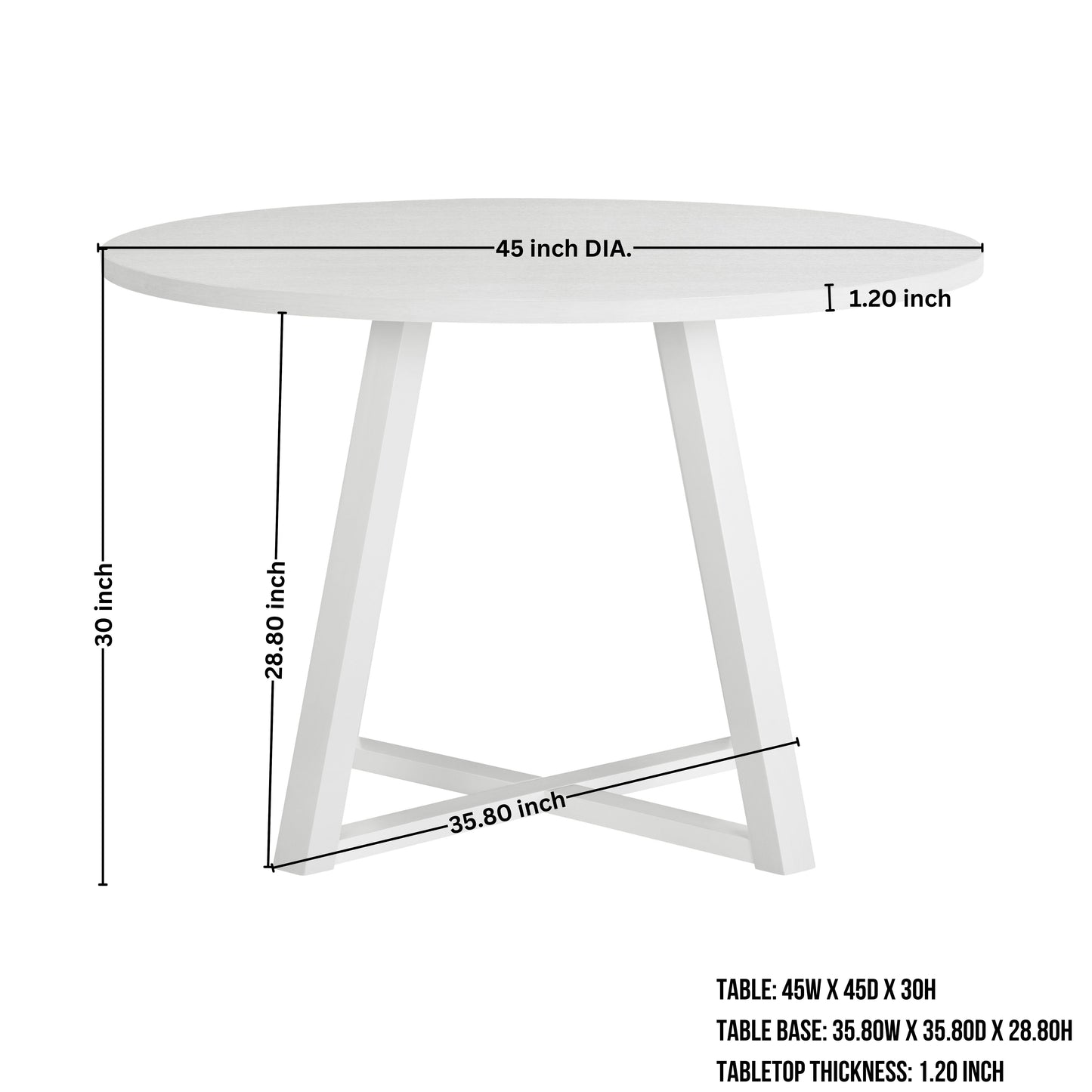 Durban 5-Piece Round Dining Set, Trestle Dining Table with 4 Boucle Chairs