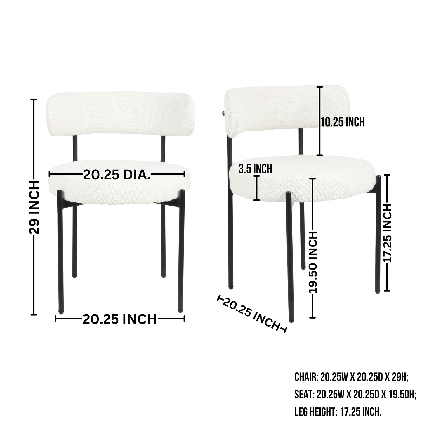 Durban 5-Piece Round Dining Set, Trestle Dining Table with 4 Boucle Chairs
