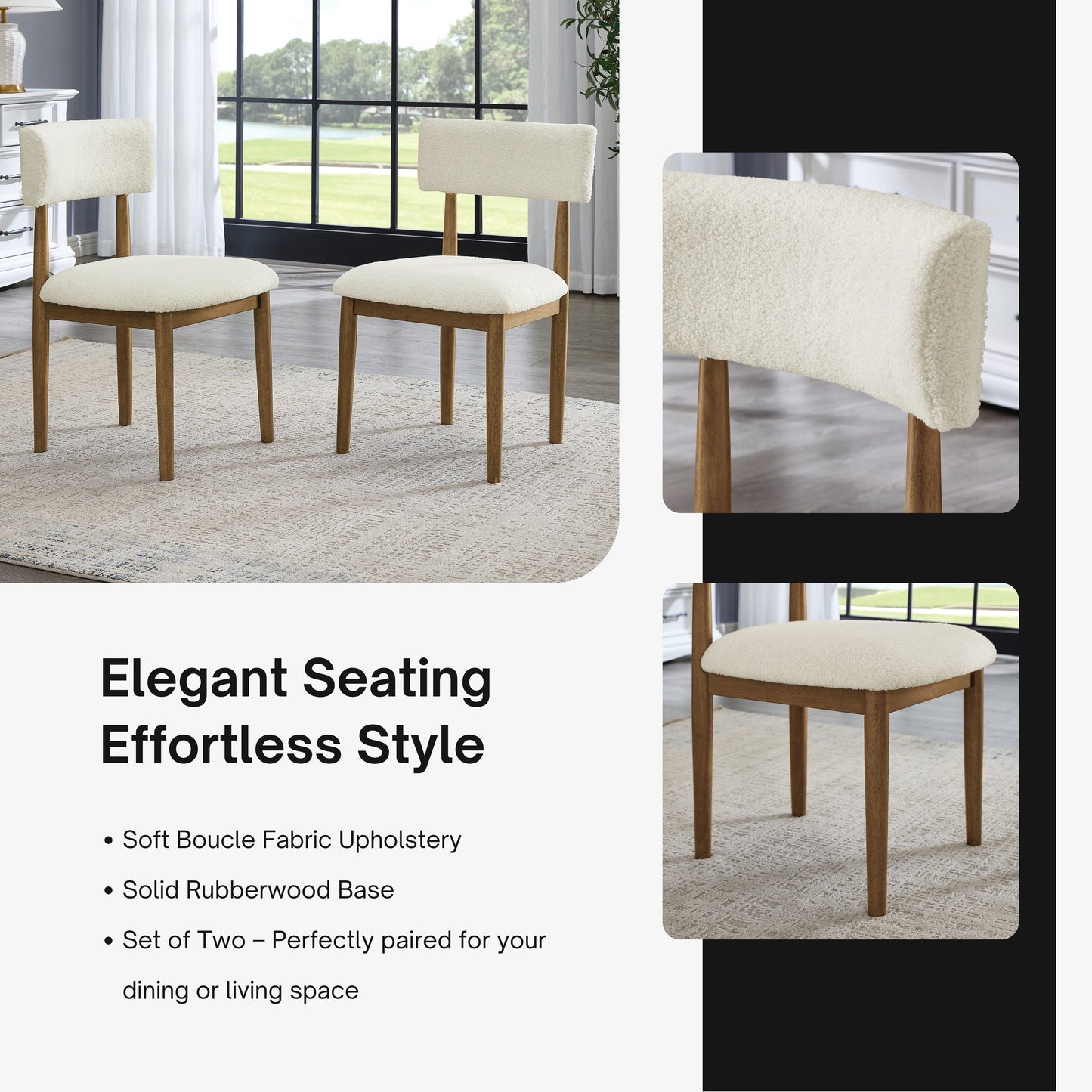 Roundhill Furniture Edo 5-Piece Dining Set, Round Trestle Table and 4 Upholstered Chairs
