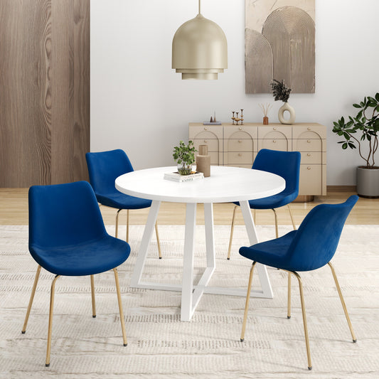 Roundhill Furniture Avant Round Dining Set, Round Dining Table with 4 Side Chairs, 5-Piece