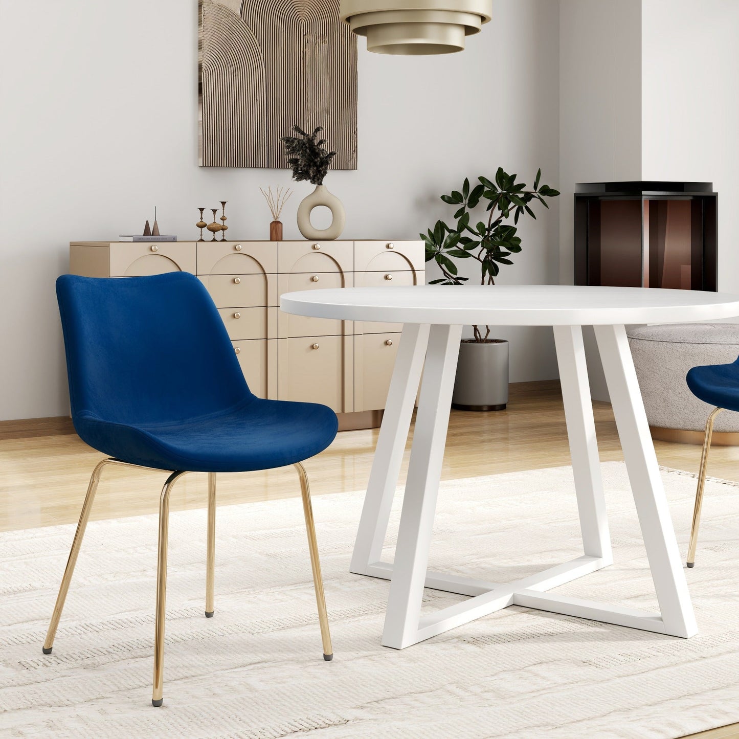 Avant 3-Piece Round Dining Set, Trestle Dining Table with 2 Side Chairs,4 color options