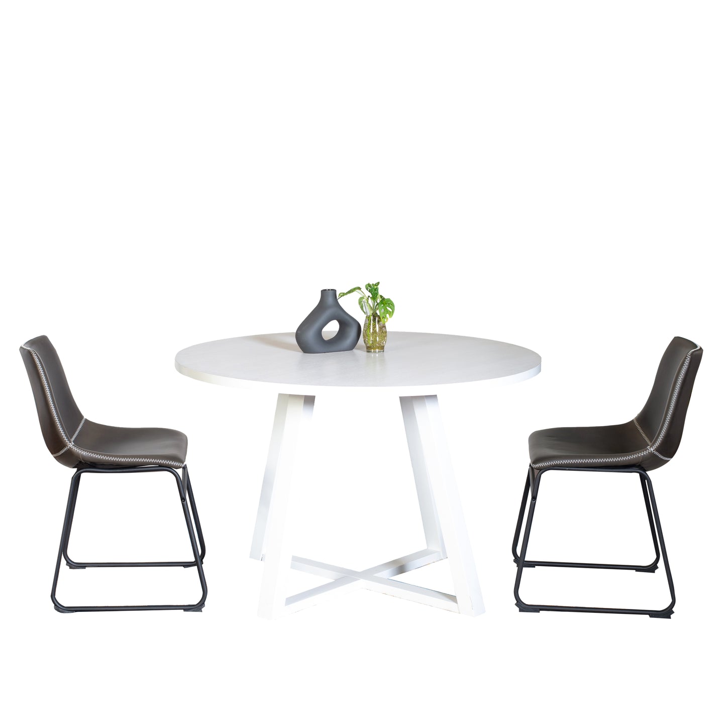 Varna 3-Piece Round Dining Set, Trestle Dining Table with 2 Stylish Chairs