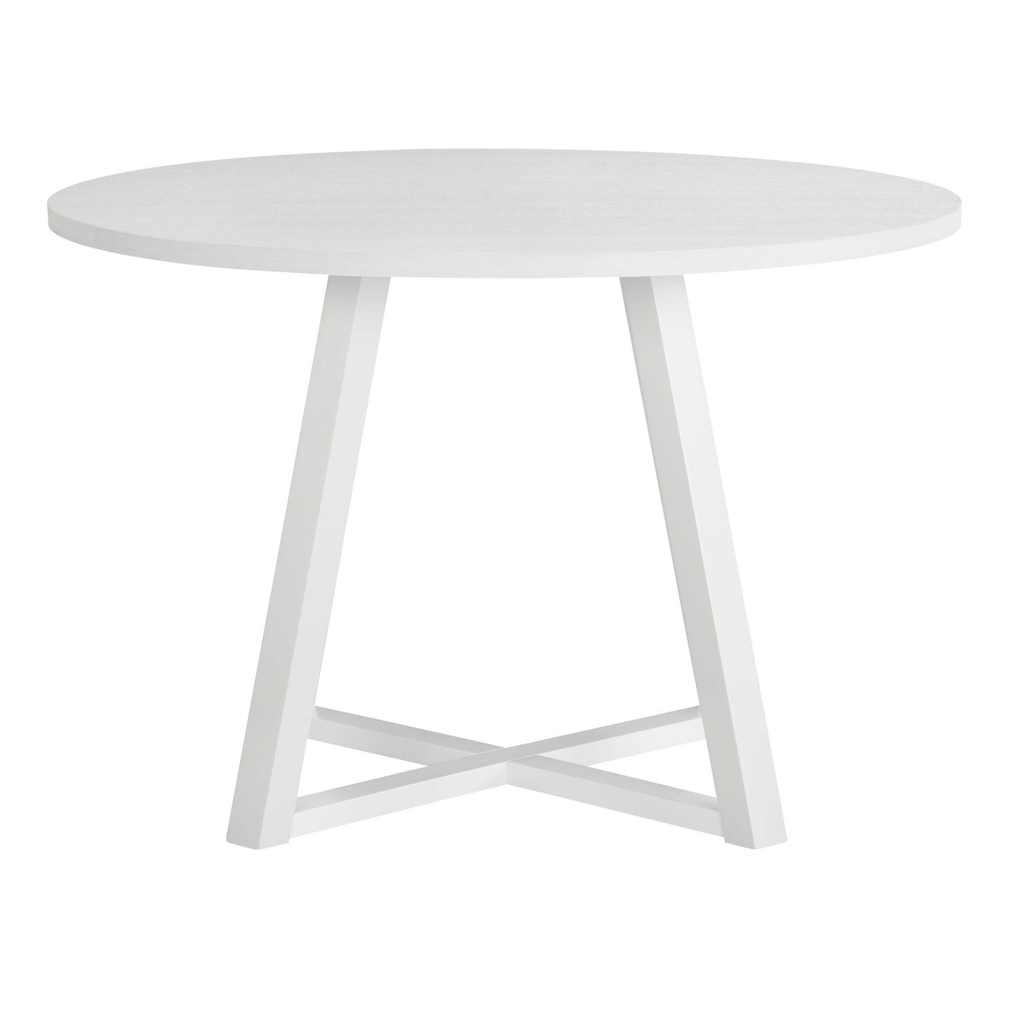 Roundhill Furniture Edo Contemporary Round Dining Table, Trestle Base, White Finish