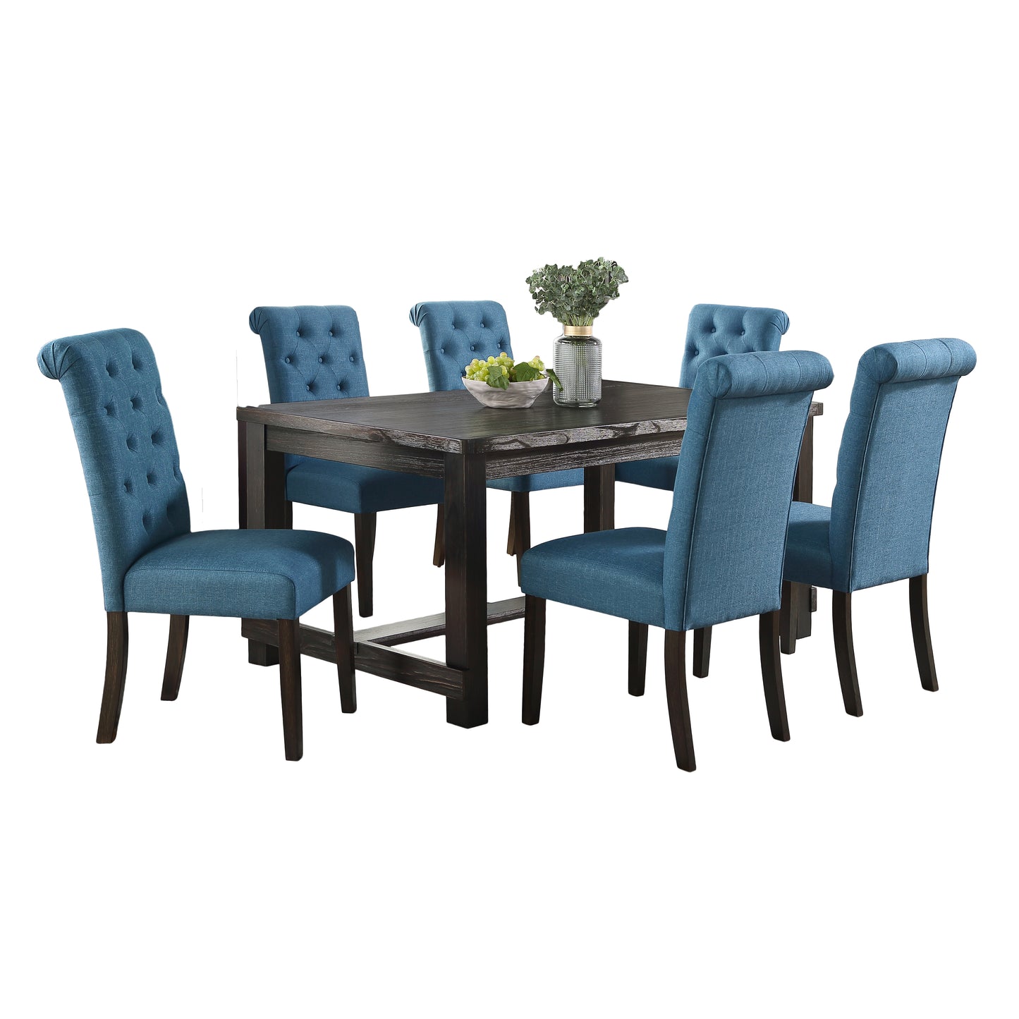 Roundhill Furniture Leviton 7-Piece Dining Set, 30’’Height Table with 6 Chairs