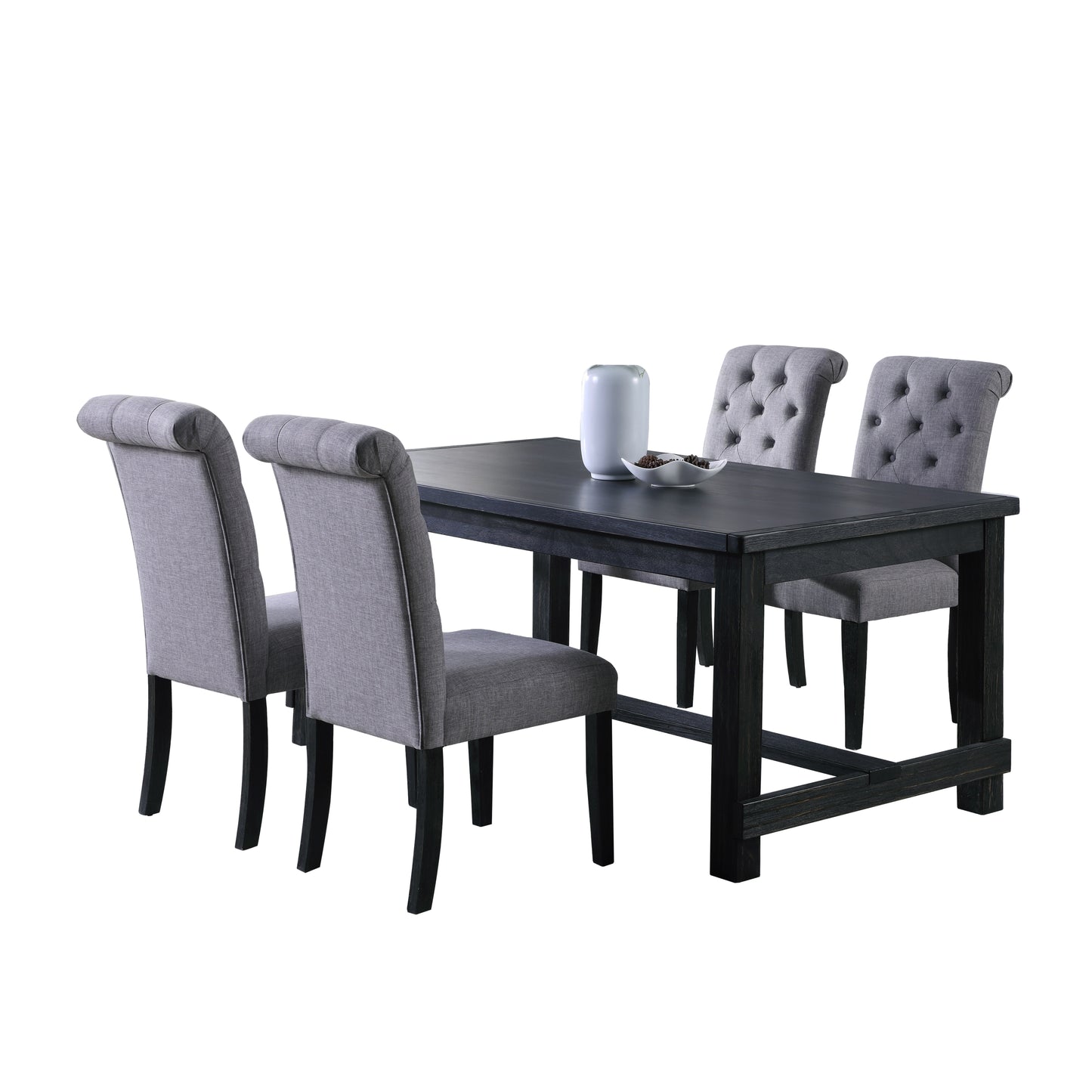 Roundhill Furniture Leviton 5-Piece Dining Set, 30’’Height Table with 4 Chairs