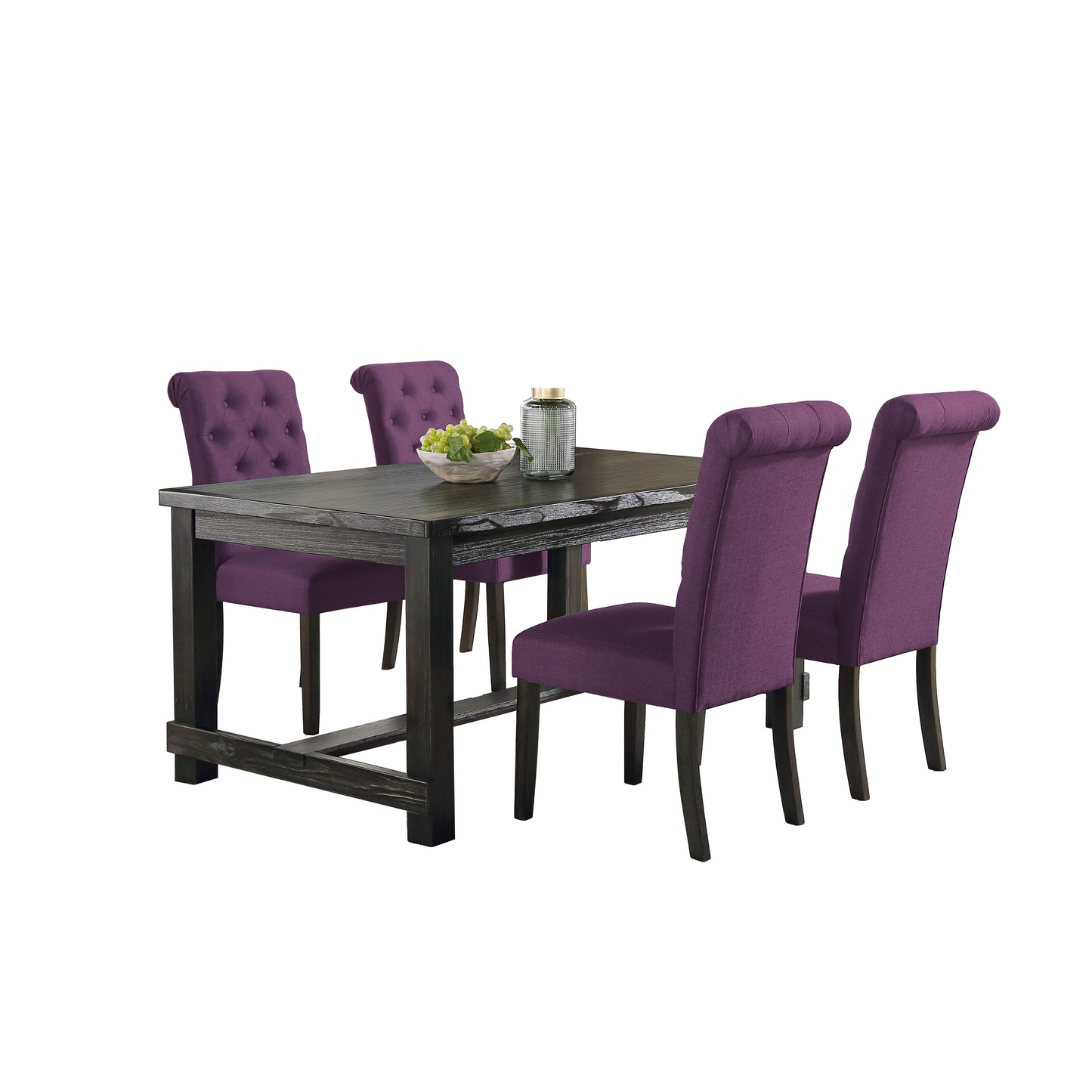 Roundhill Furniture Leviton 5-Piece Dining Set, 30’’Height Table with 4 Chairs