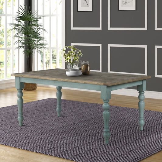 Prato Blue and Brown Two-Tone Finish Wood Dining Table