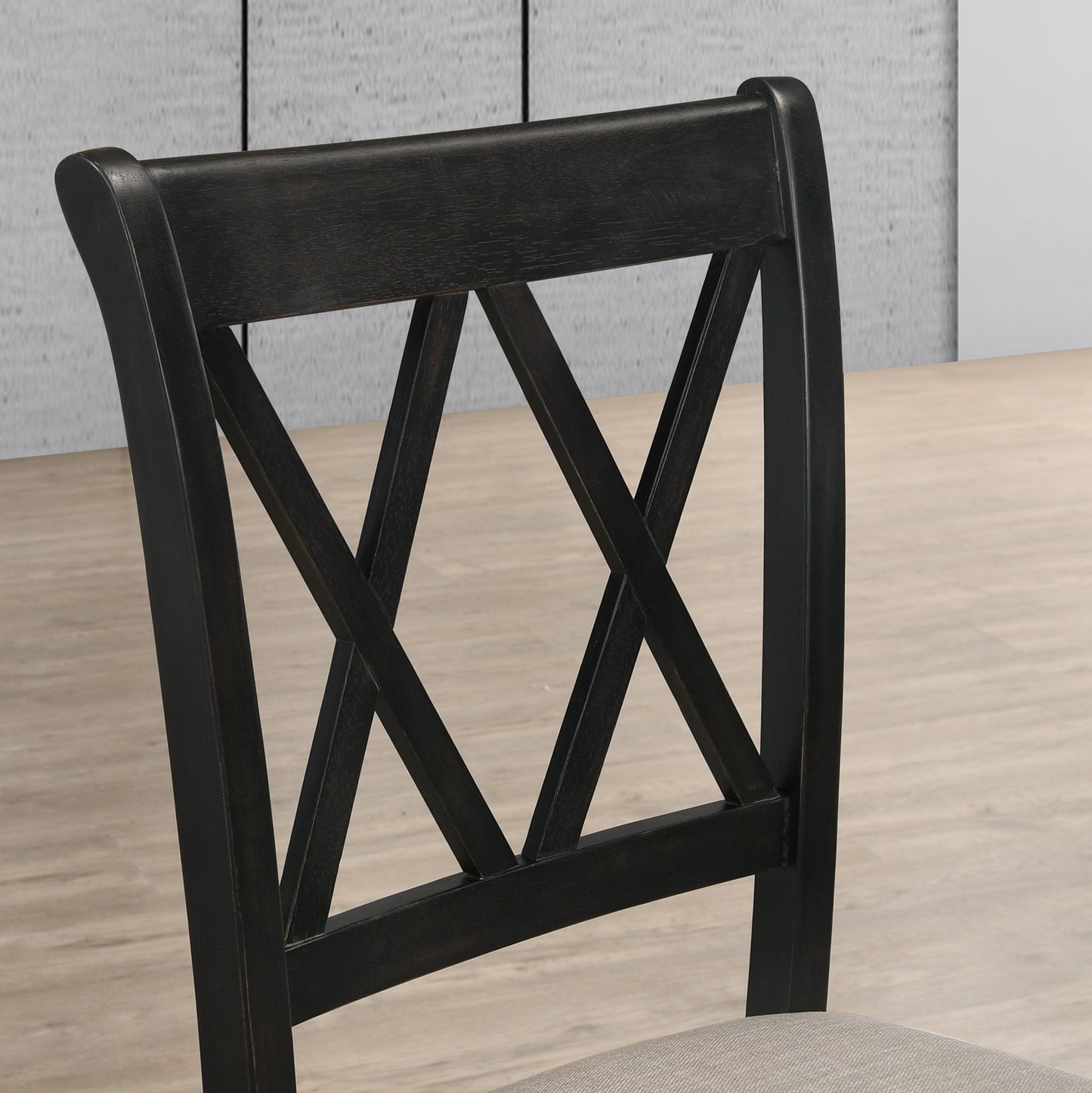 Hensfield Contemporary 7-Piece Dining Set, Dining Table with 6 Cross-back Chairs, Rich Black