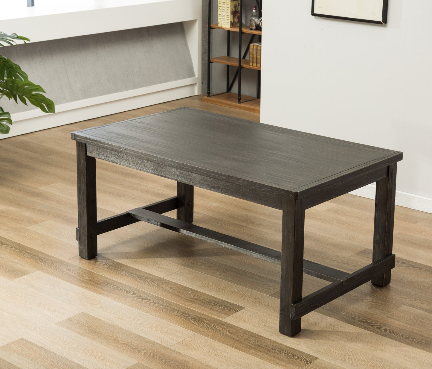 Lotusville Antique Black Finish Rectangular Wood Dining Table