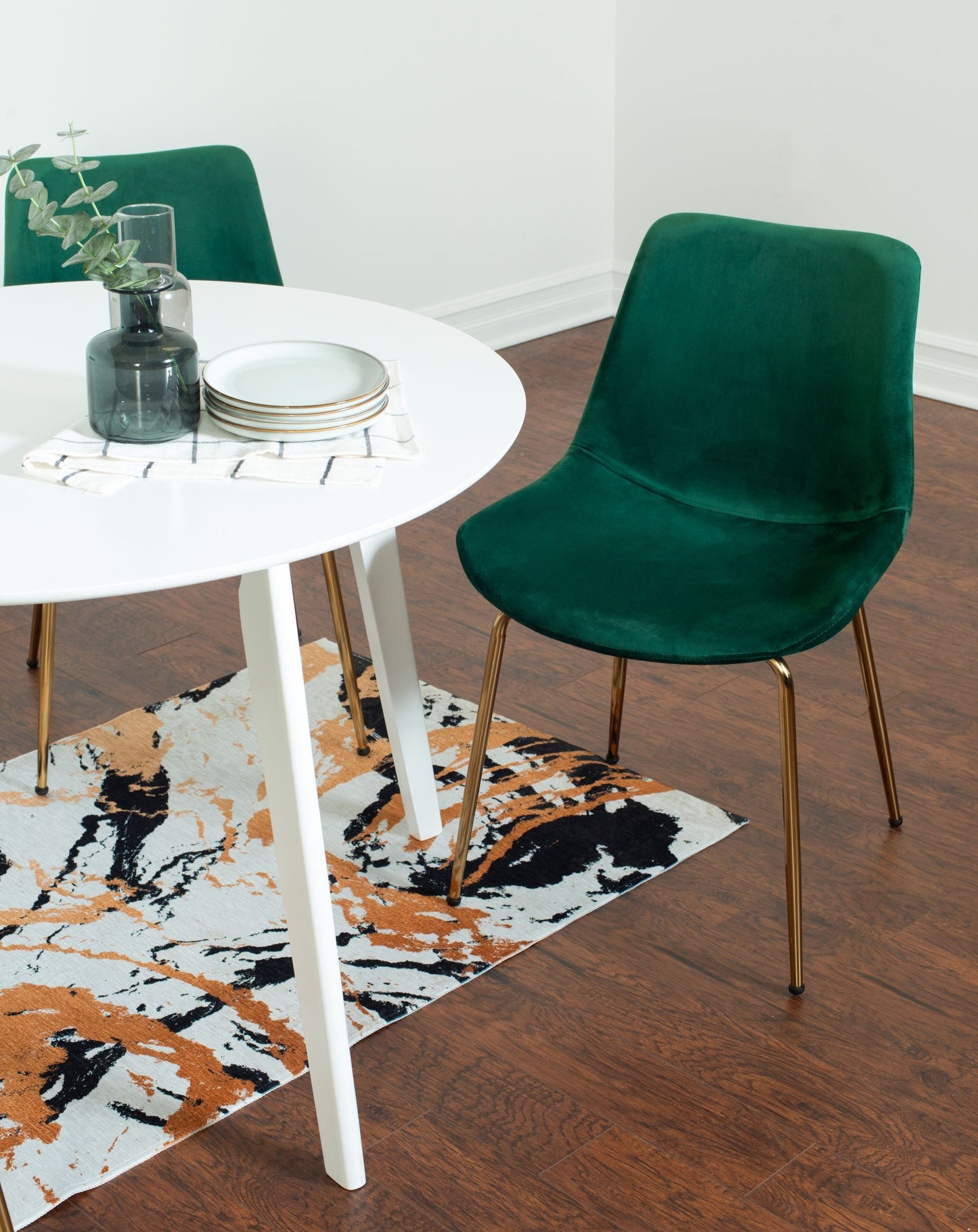 Aufurr Contemporary 3-Piece Dining Set, White Round Dining Table with 2 Chairs