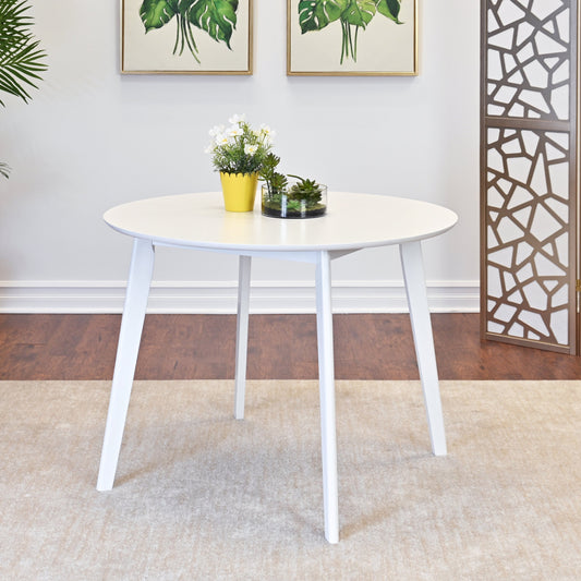 Roundhill Furniture Roma Contemporary Round Dining Table, White