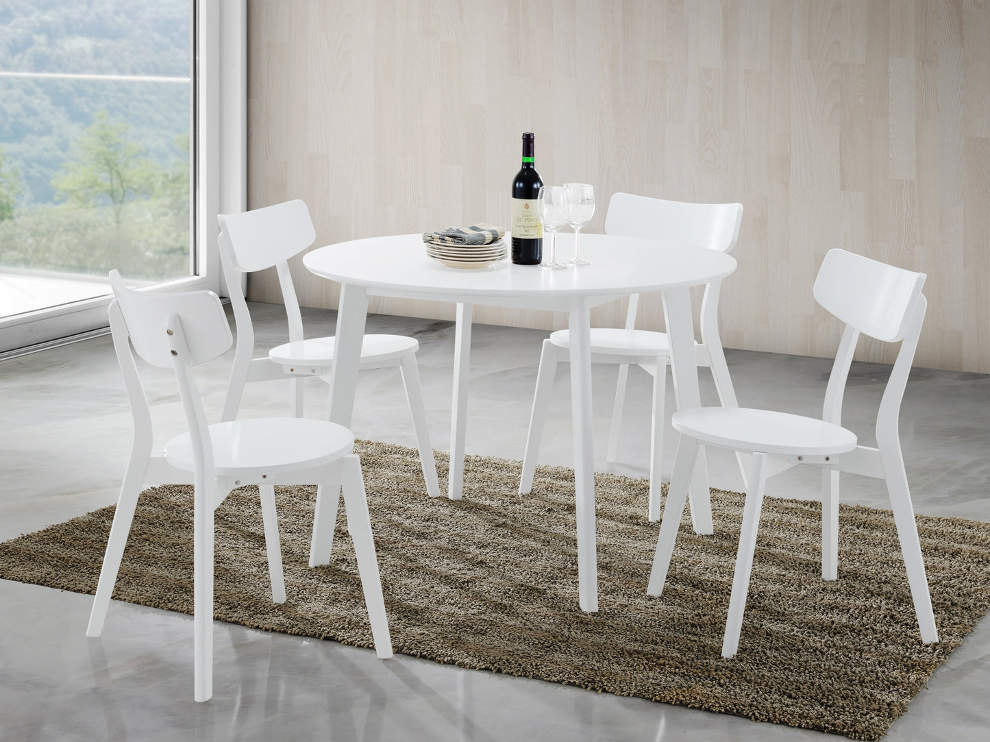 Roundhill Furniture Roma Contemporary Round Dining Table, White