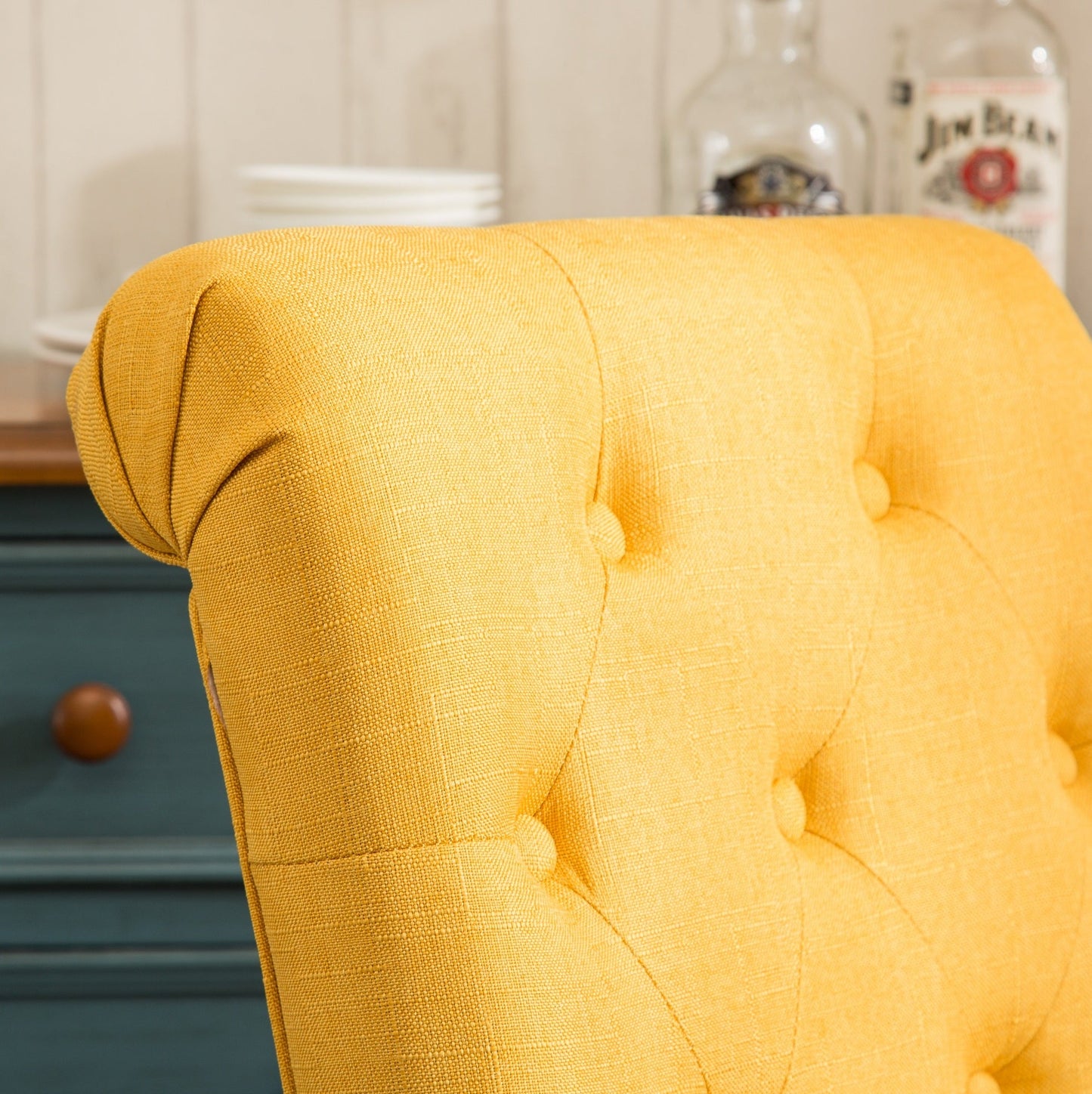 Amonia 5-piece Dining Set, Turned-Leg Dining Table with 4 Tufted Chairs