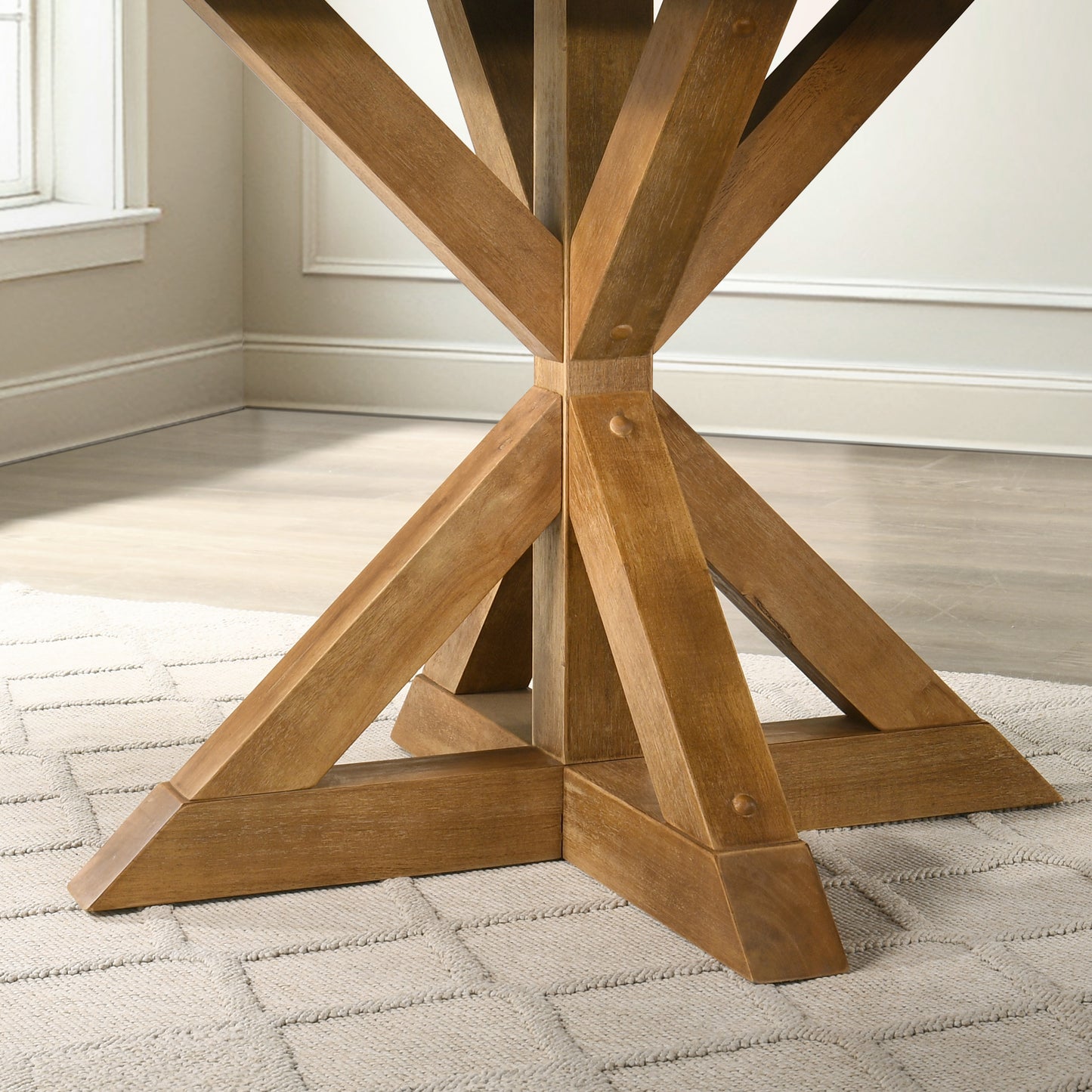 Roundhill Furniture Windvale Cross-Buck Wood 5-Piece Dining Set