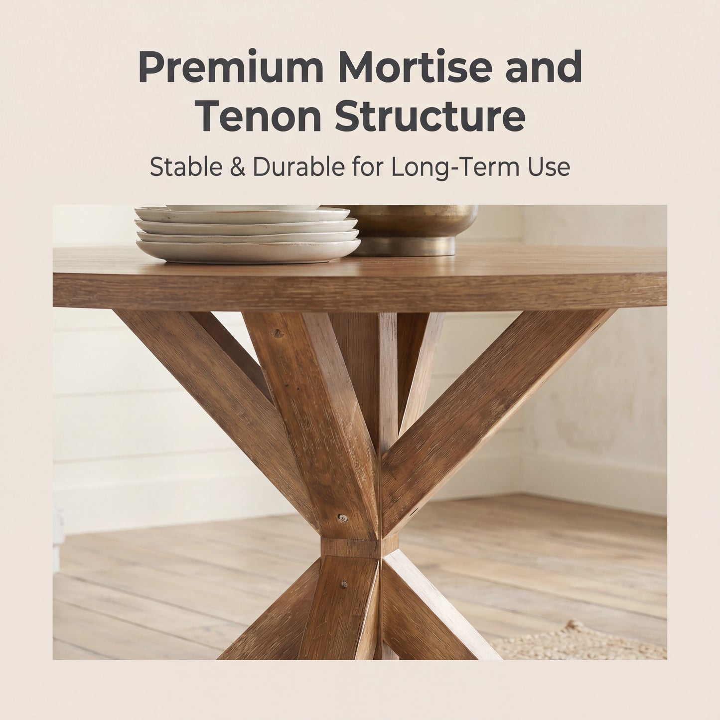 Roundhill Furniture Windvale Cross-Buck Wood 5-Piece Dining Set