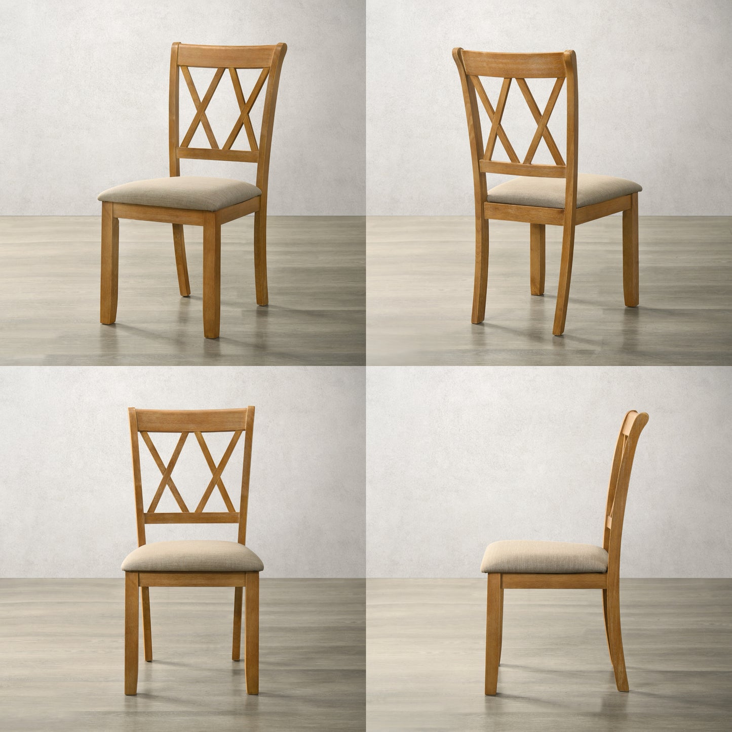 Roundhill Furniture Windvale Cross-Buck Wood 5-Piece Dining Set