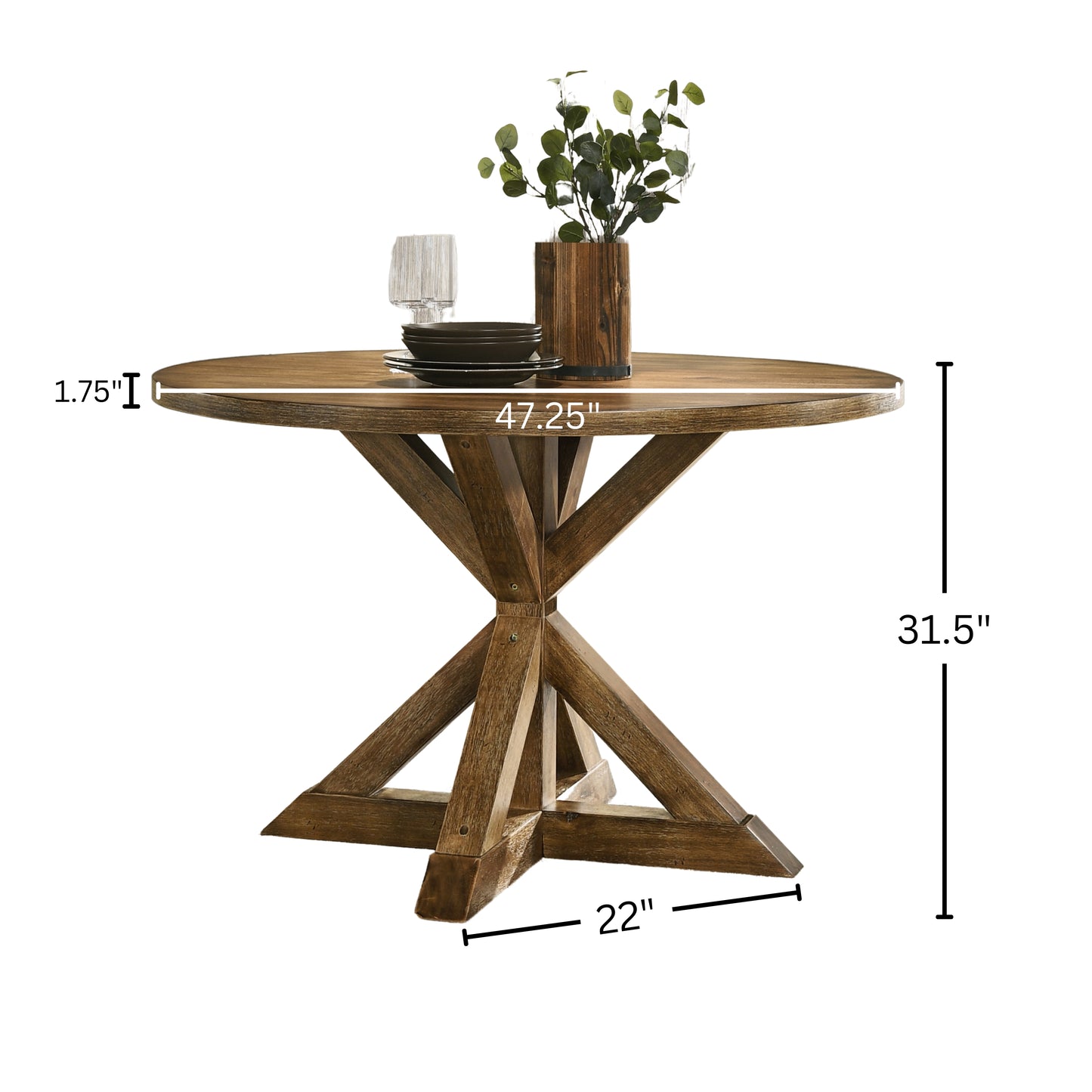 Roundhill Furniture Windvale Cross-Buck Base Dining Table