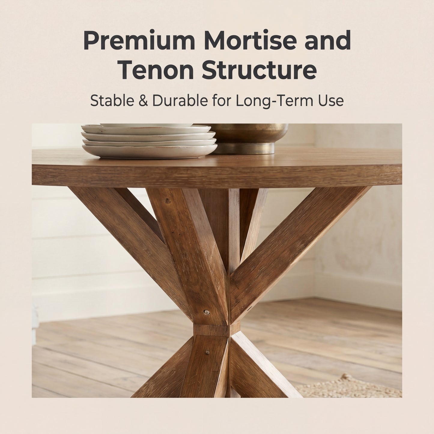 Roundhill Furniture Windvale Cross-Buck Base Dining Table