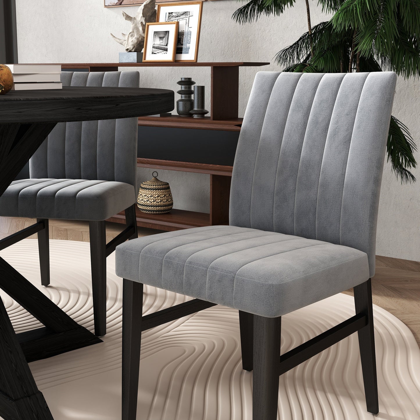 Walton 5-Piece Round Dining Set, Cross-Buck Round Table with 4 Side Chairs