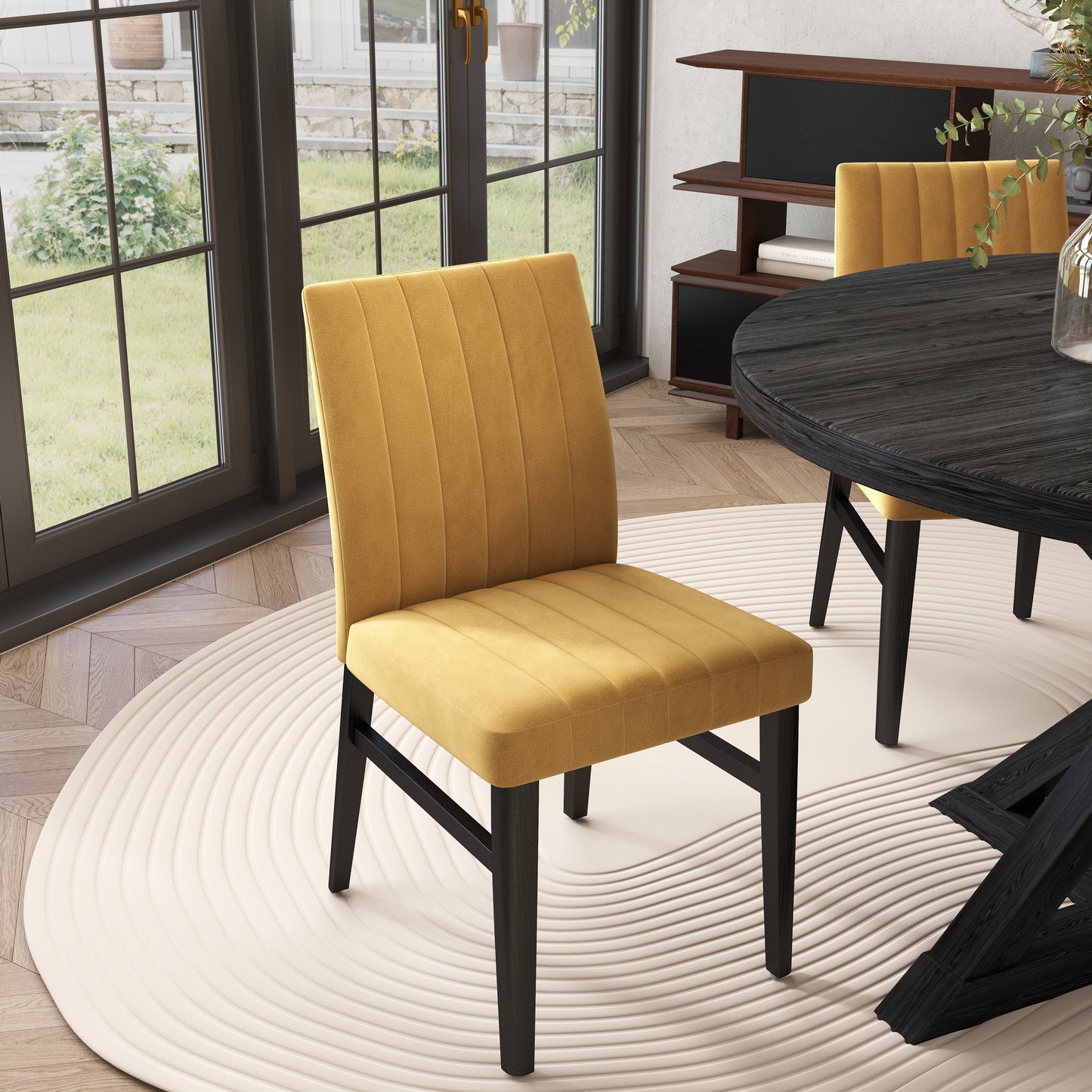 Walton 5-Piece Round Dining Set, Cross-Buck Round Table with 4 Side Chairs