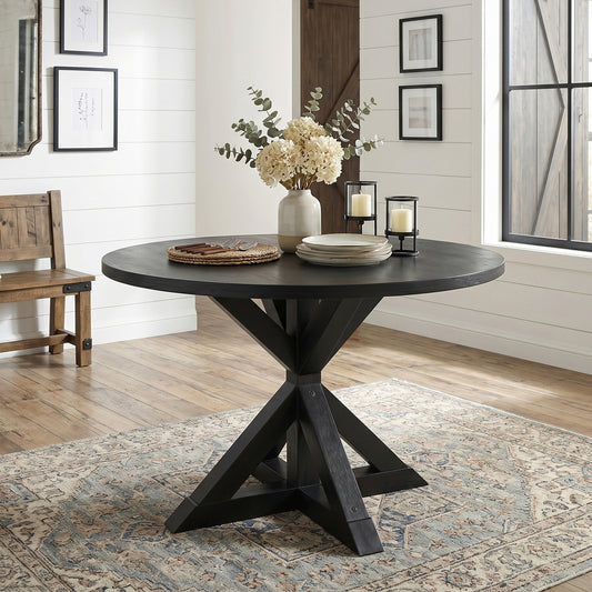 Windvale Cross-Buck Base Dining Table in Black