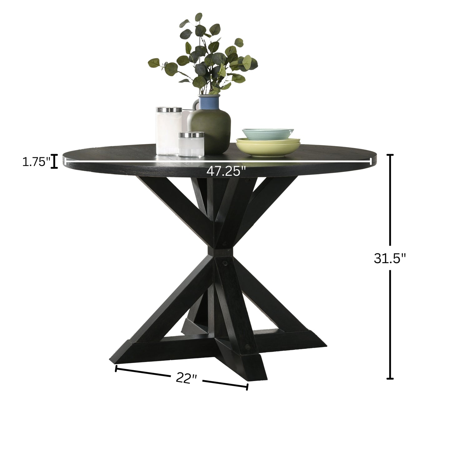 Roundhill Furniture Windvale Cross-Buck Base Dining Table