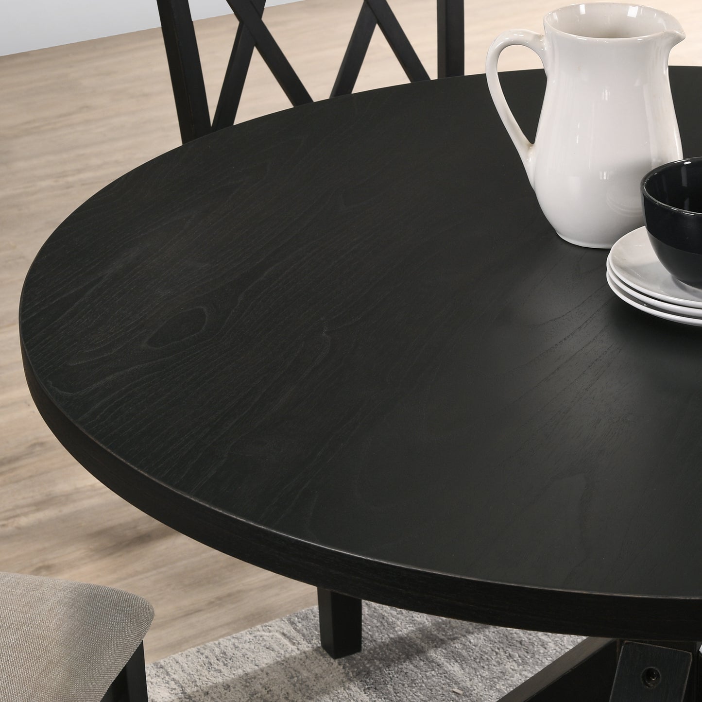 Windvale Cross-Buck Base Dining Table in Black