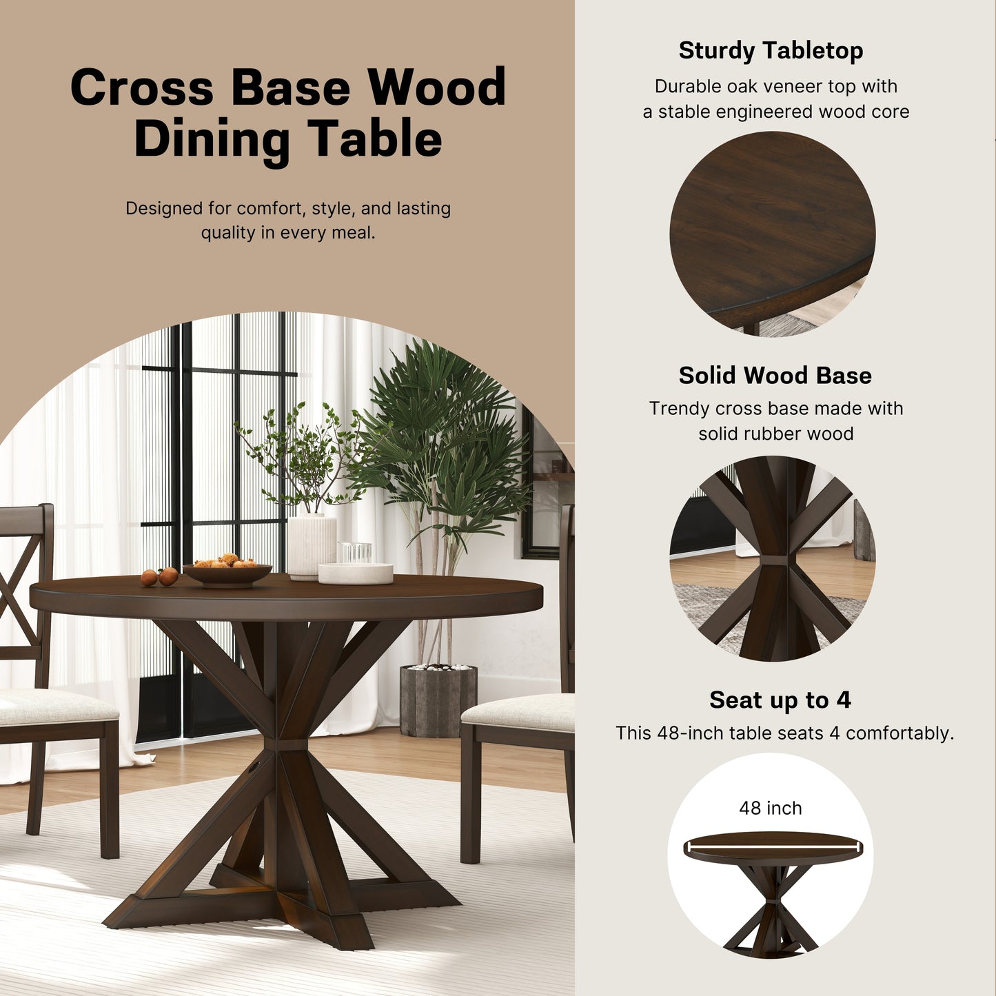 Windvale Cross-Buck Base Dining Table