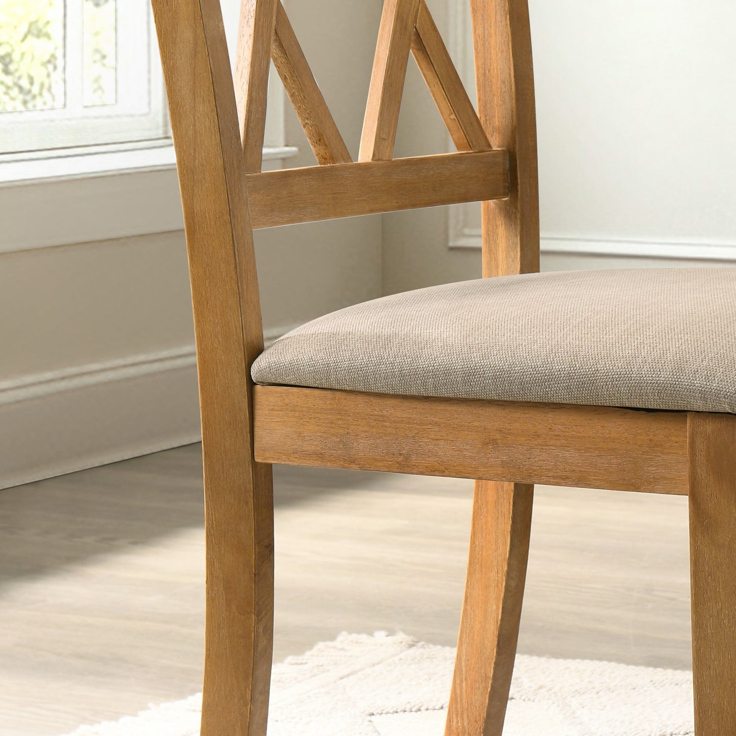 Enna Morden Farmhouse Wood 7-Piece Trestle Dining Set, Brushed Driftwood Finish
