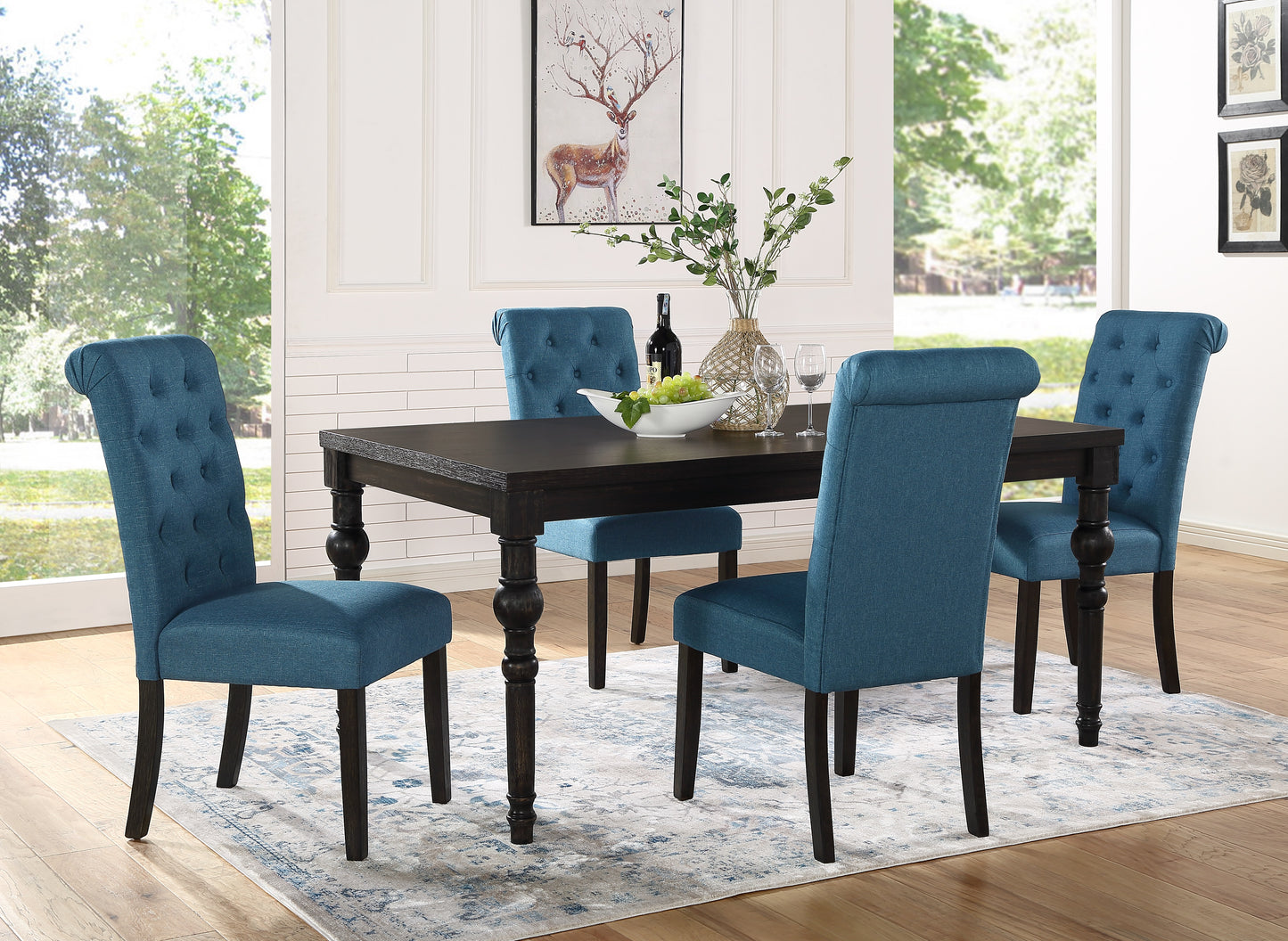 Roundhill Furniture Leviton Urban Style Dining Set: Table and 4 Chairs