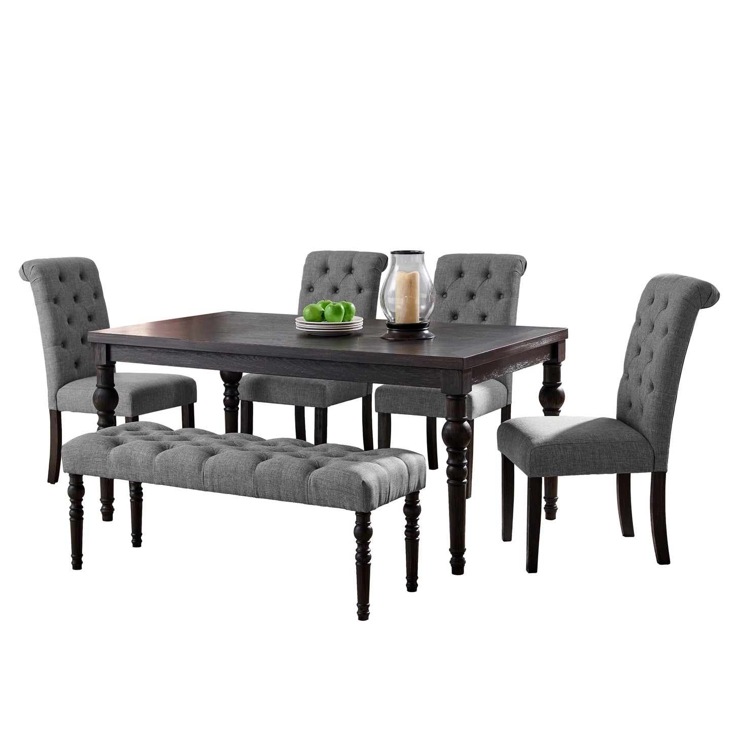 Roundhill Furniture Leviton Urban Style Dining Set: Table and 4 Chairs, Gray